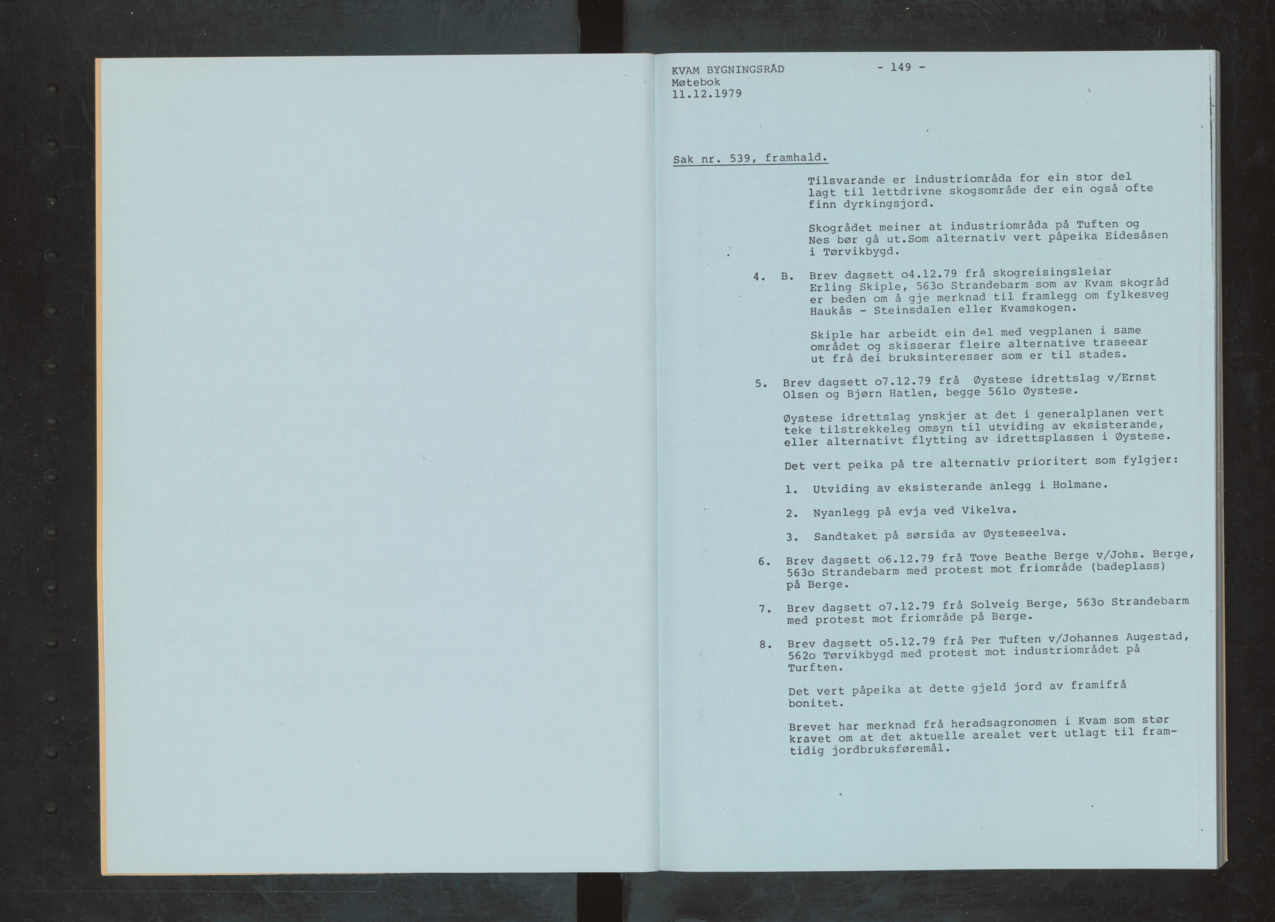 Kvam herad. Bygningsrådet, IKAH/1238-511/A/Ab/L0081: Utskrift av møtebok for Kvam bygningsråd, 1979
