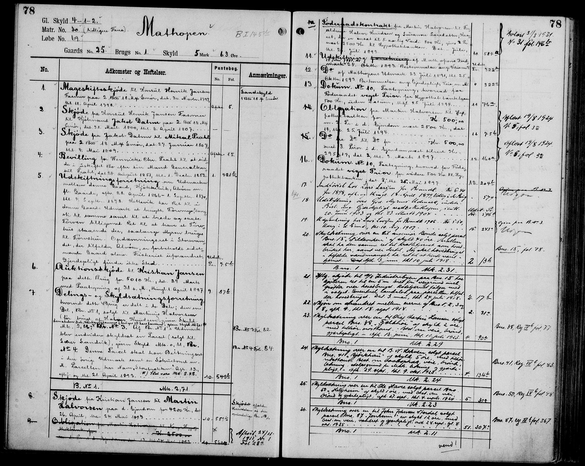 Midhordland sorenskriveri, AV/SAB-A-3001/1/G/Ga/Gab/L0106: Mortgage register no. II.A.b.106, p. 78