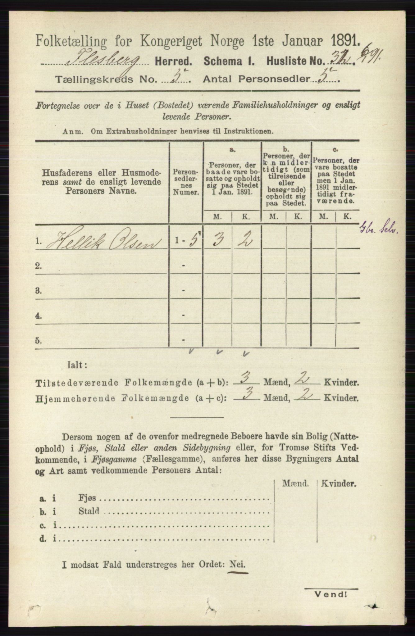 RA, 1891 census for 0631 Flesberg, 1891, p. 719