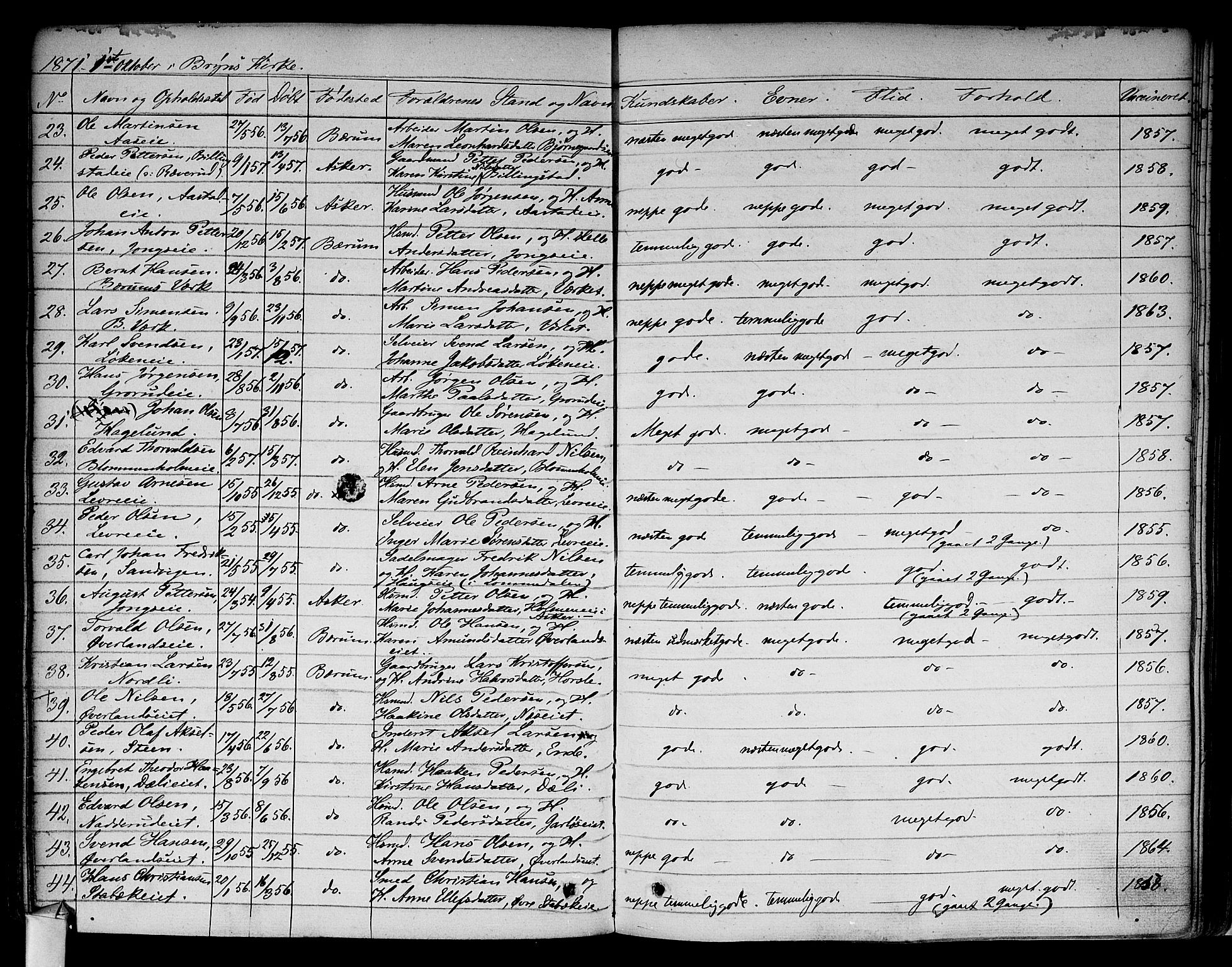 Asker prestekontor Kirkebøker, AV/SAO-A-10256a/F/Fa/L0009: Parish register (official) no. I 9, 1825-1878, p. 281