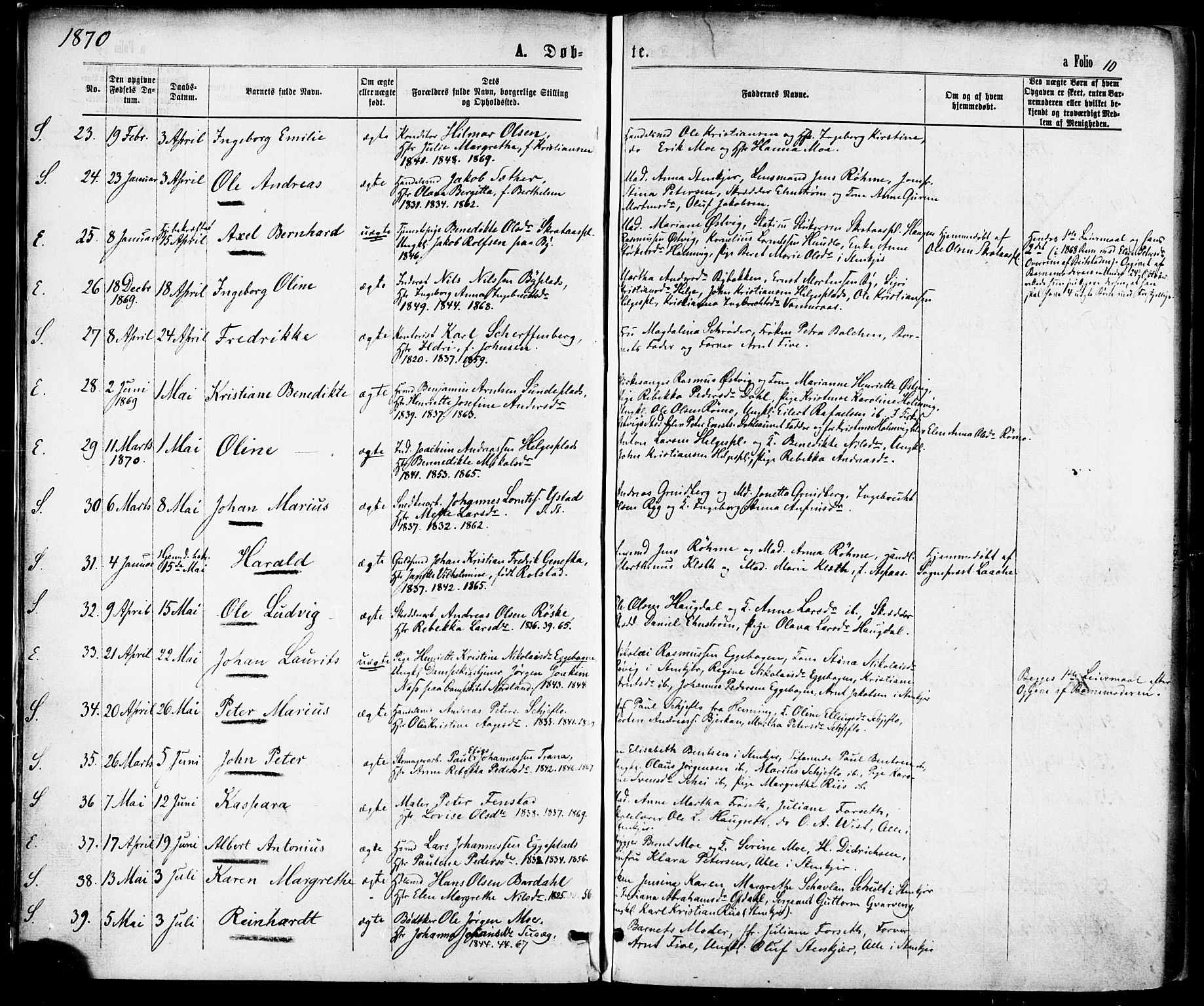 Ministerialprotokoller, klokkerbøker og fødselsregistre - Nord-Trøndelag, SAT/A-1458/739/L0370: Parish register (official) no. 739A02, 1868-1881, p. 10