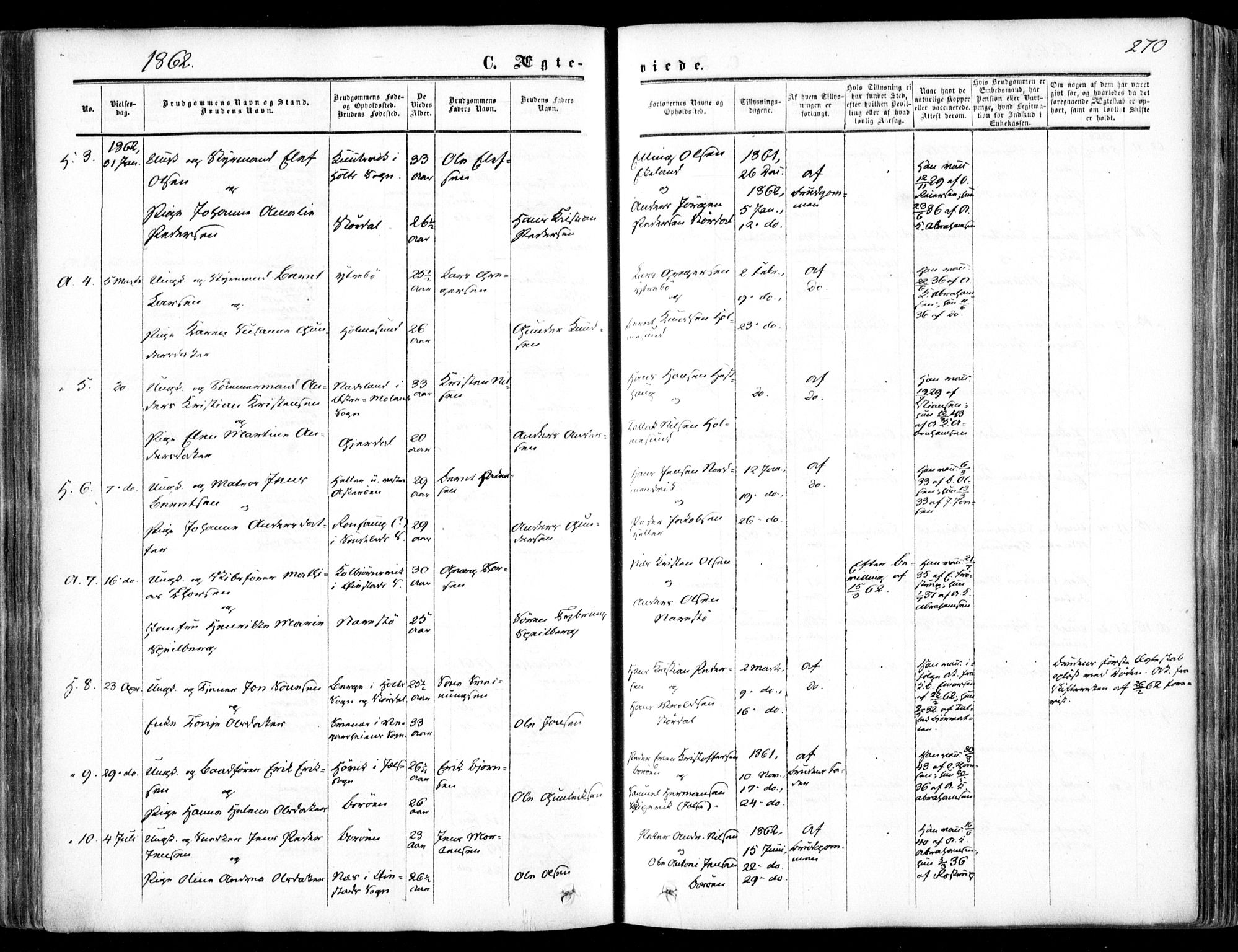 Dypvåg sokneprestkontor, SAK/1111-0007/F/Fa/Faa/L0006: Parish register (official) no. A 6, 1855-1872, p. 270