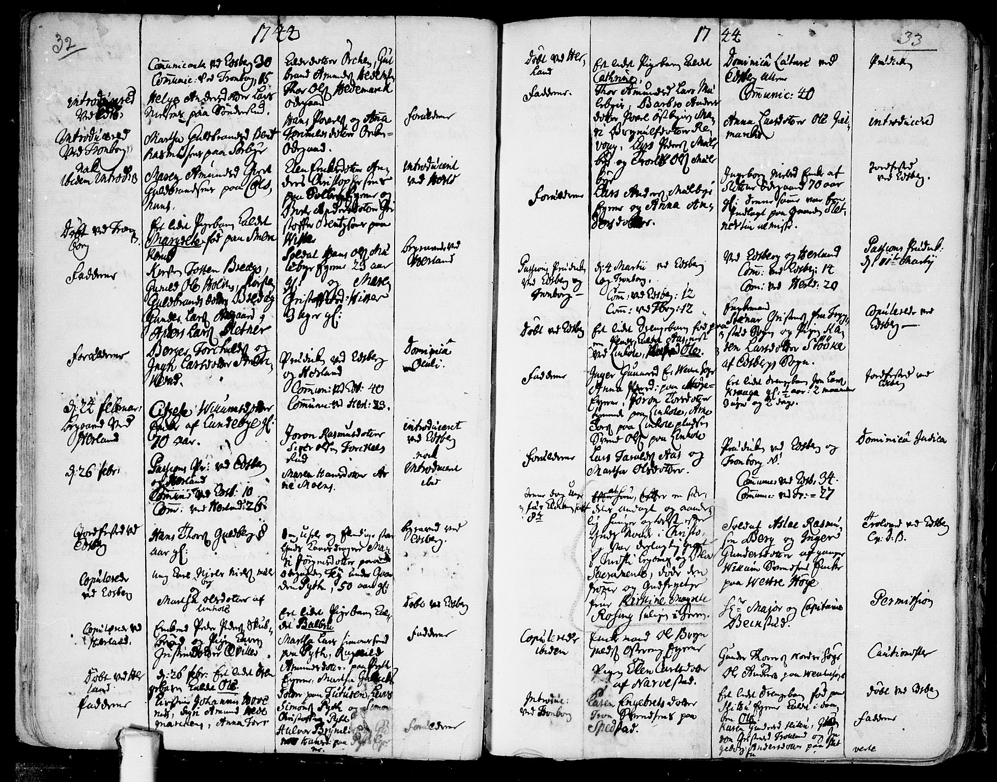 Eidsberg prestekontor Kirkebøker, AV/SAO-A-10905/F/Fa/L0003: Parish register (official) no.  I 3, 1742-1758, p. 32-33