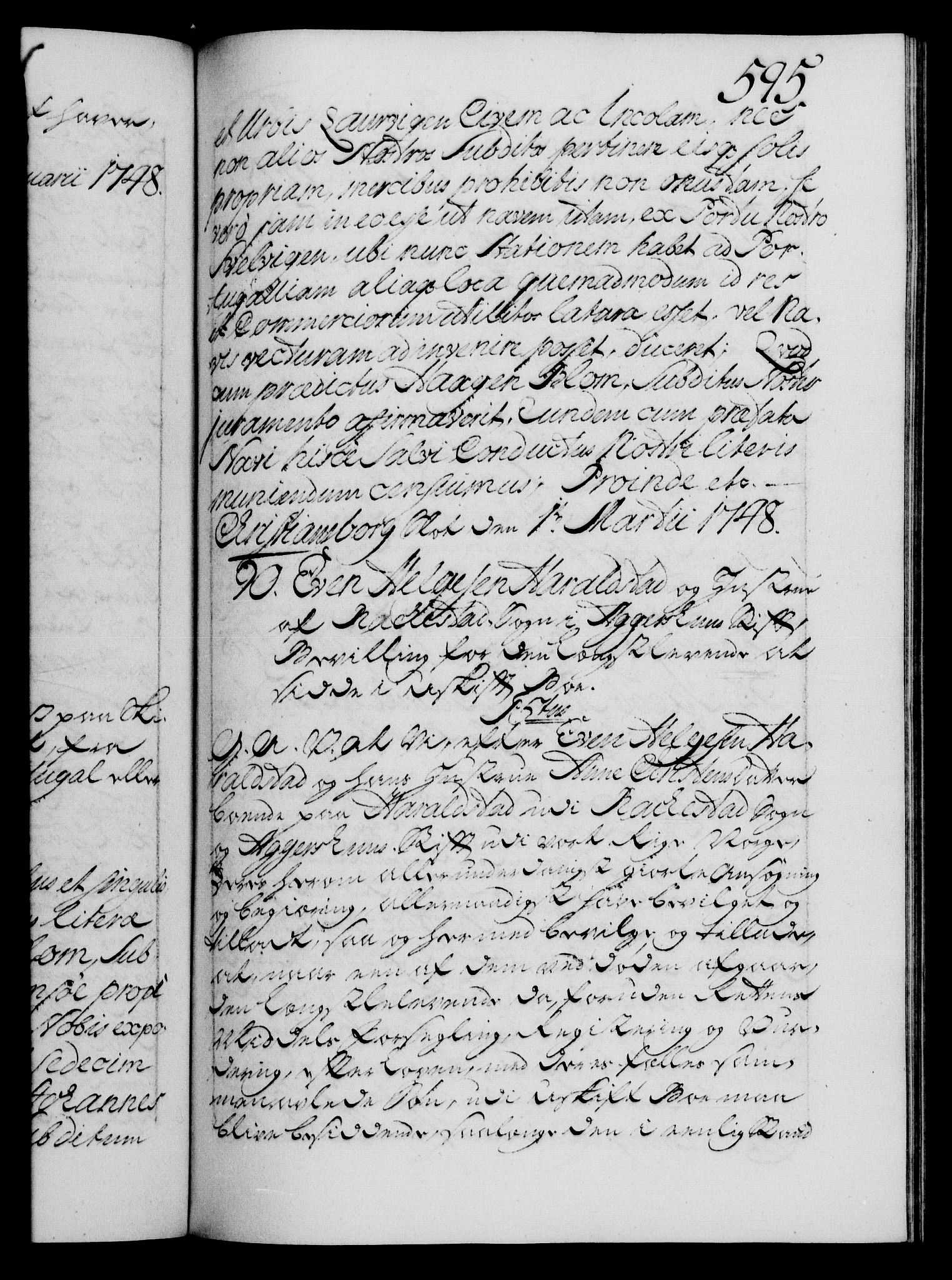 Danske Kanselli 1572-1799, AV/RA-EA-3023/F/Fc/Fca/Fcaa/L0035: Norske registre, 1746-1748, p. 595a