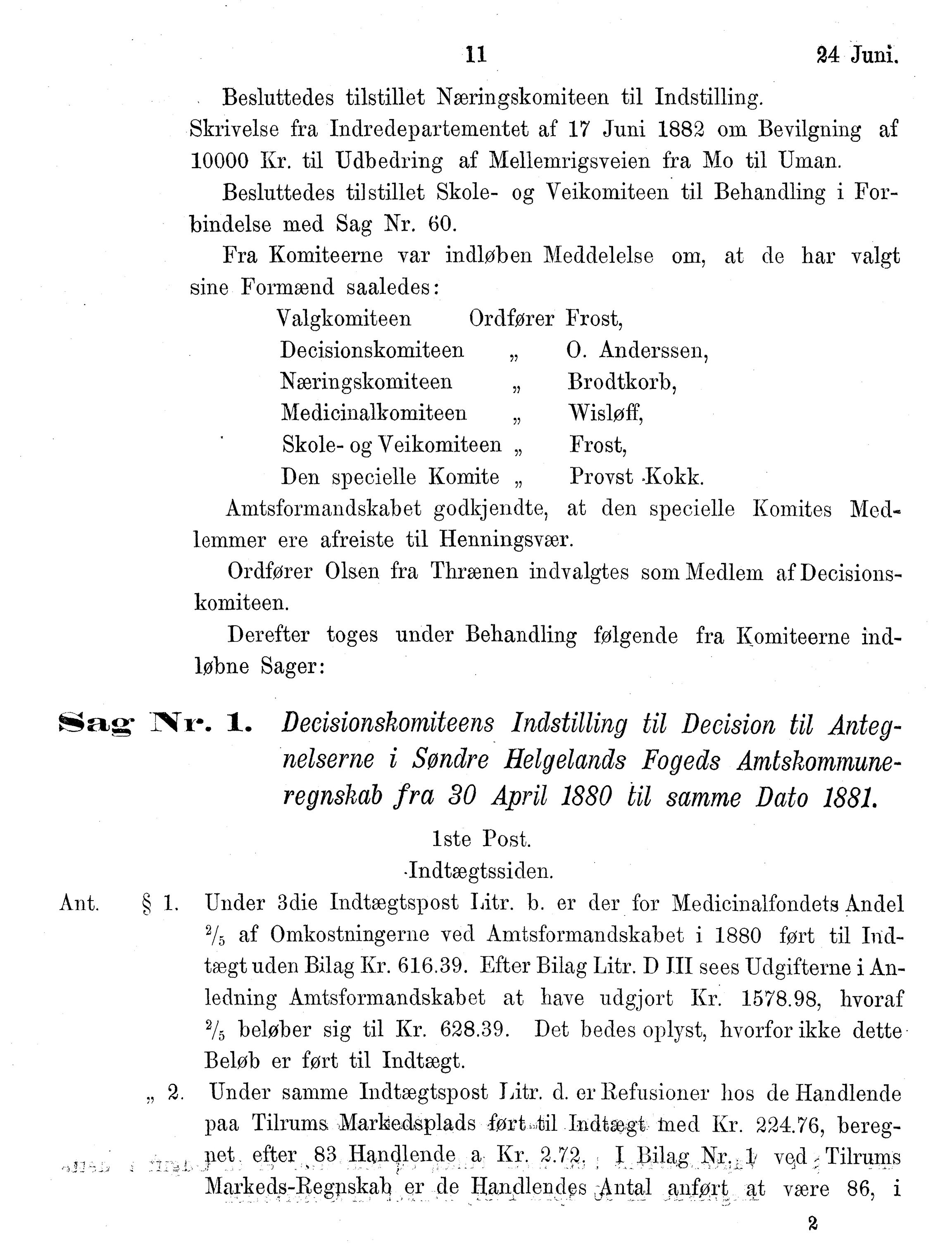 Nordland Fylkeskommune. Fylkestinget, AIN/NFK-17/176/A/Ac/L0014: Fylkestingsforhandlinger 1881-1885, 1881-1885