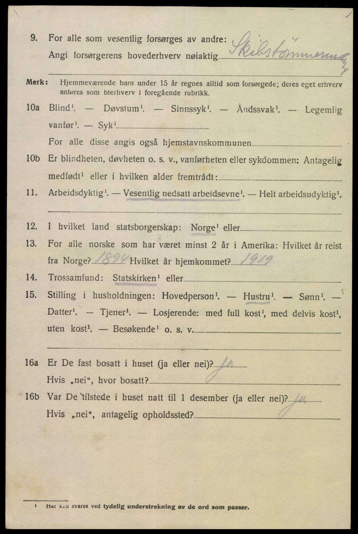 SAK, 1920 census for Spangereid, 1920, p. 3174