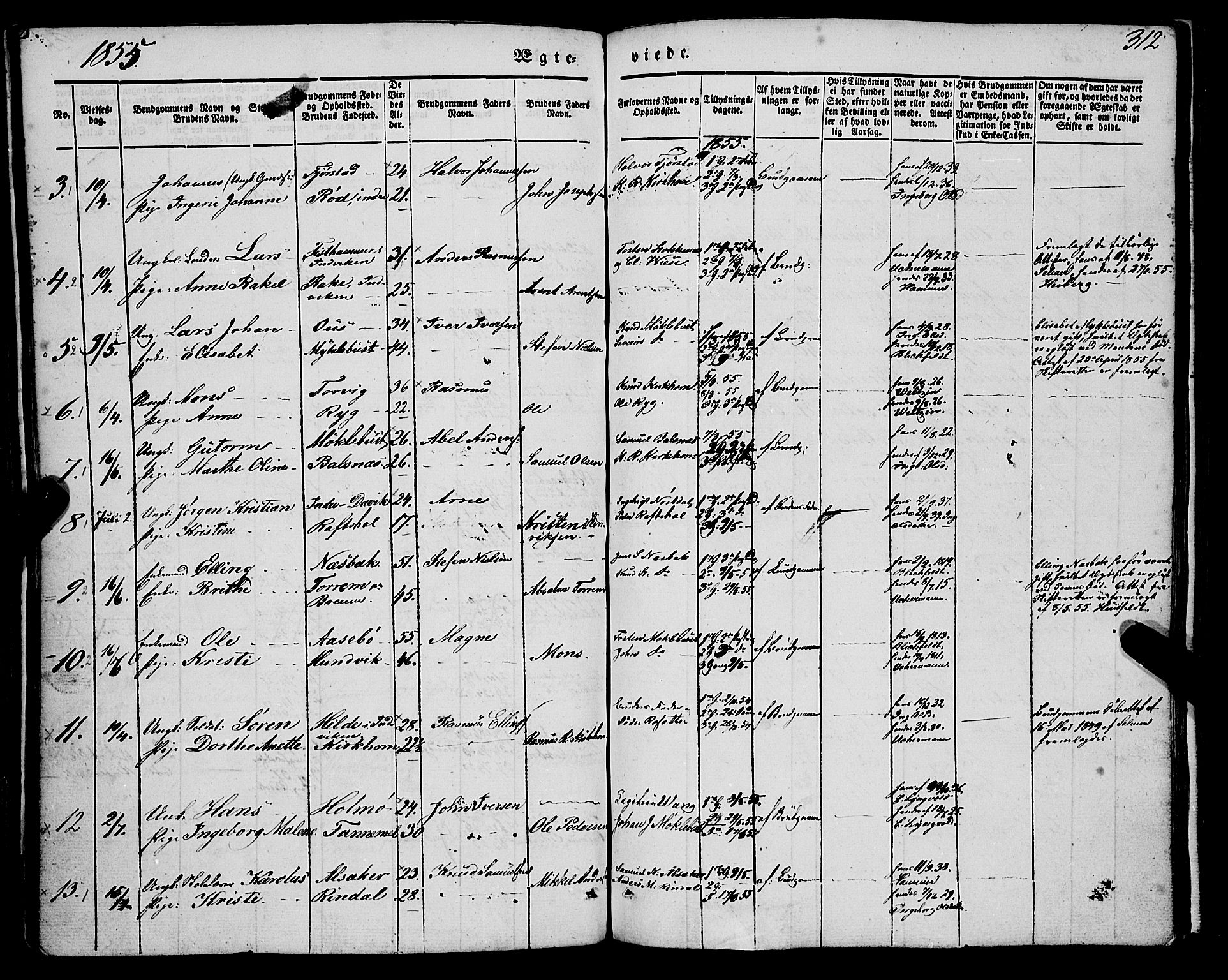 Eid sokneprestembete, AV/SAB-A-82301/H/Haa/Haaa/L0007: Parish register (official) no. A 7, 1844-1858, p. 312