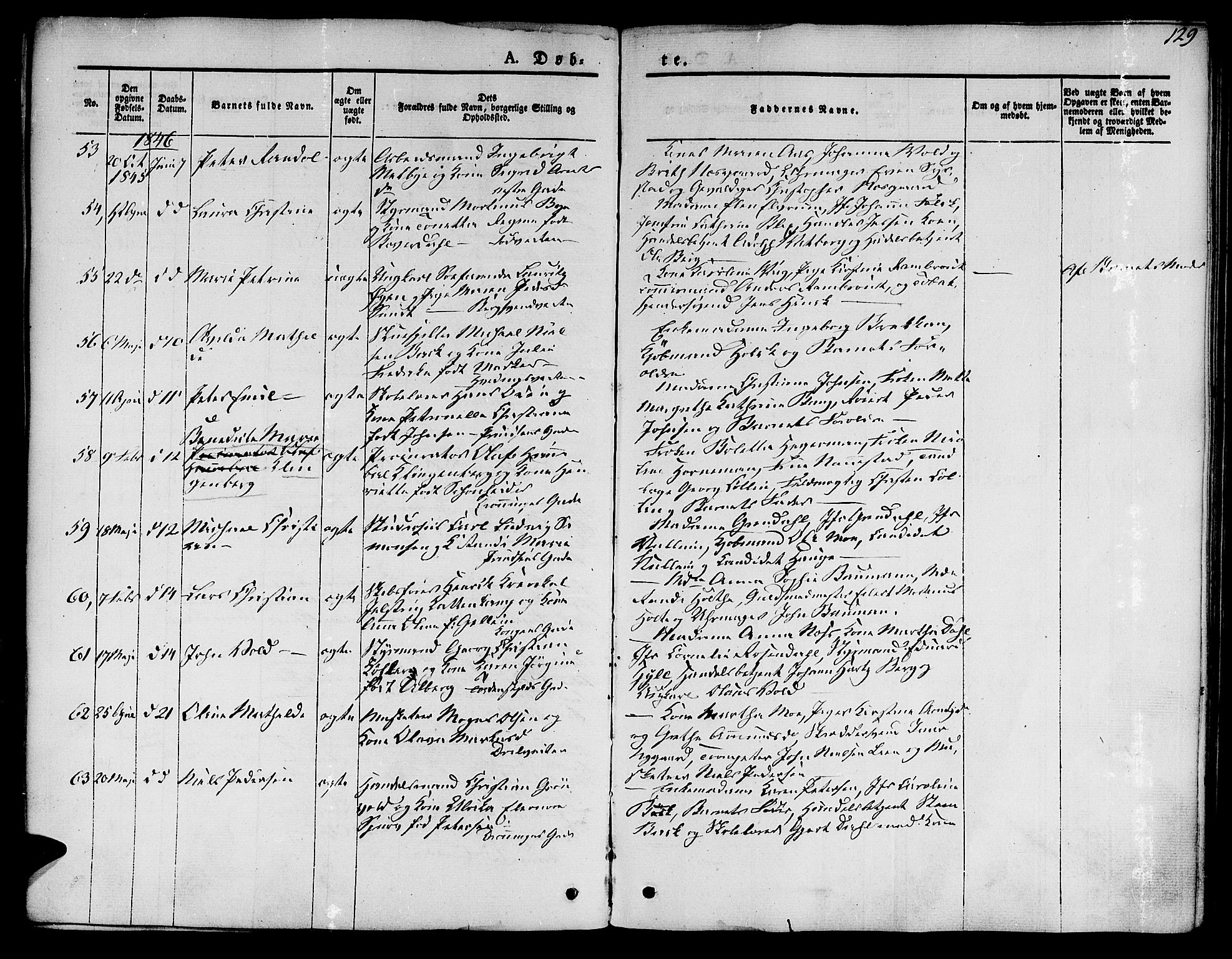 Ministerialprotokoller, klokkerbøker og fødselsregistre - Sør-Trøndelag, SAT/A-1456/601/L0048: Parish register (official) no. 601A16, 1840-1847, p. 129