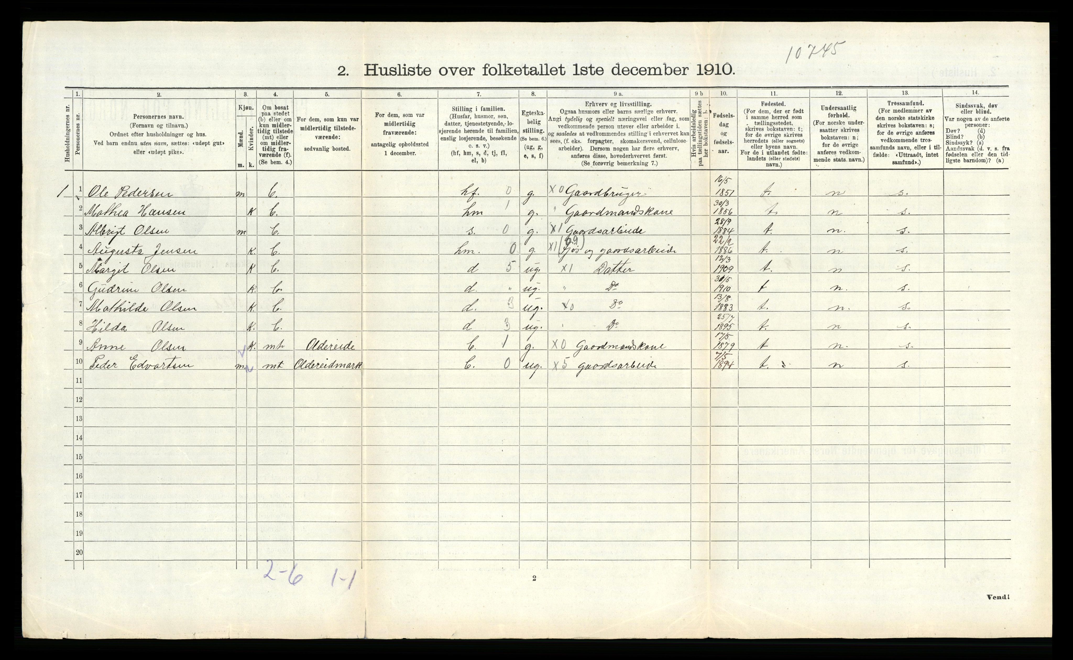 RA, 1910 census for Skjerstad, 1910, p. 782