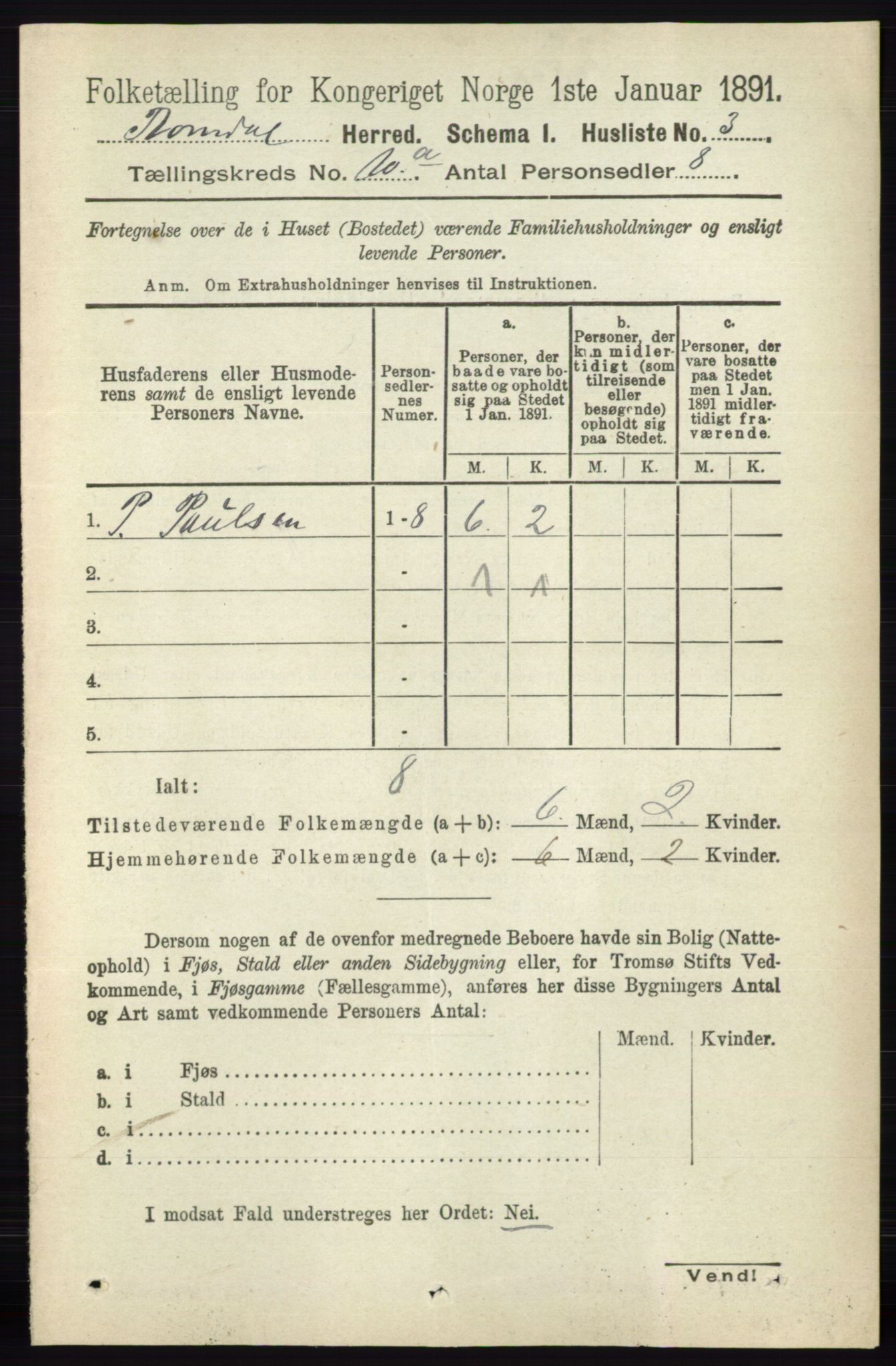 RA, 1891 census for 0416 Romedal, 1891, p. 4724