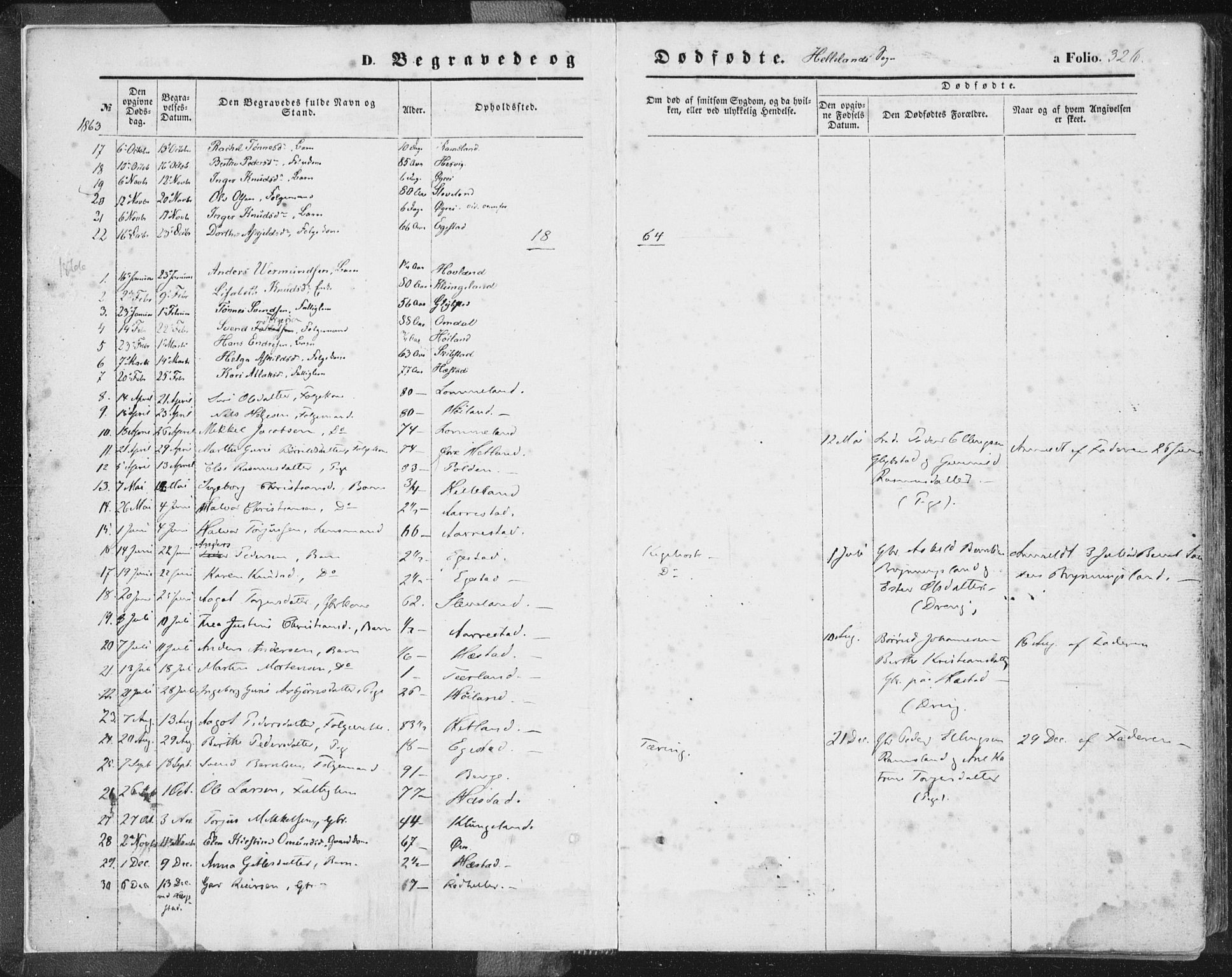Helleland sokneprestkontor, SAST/A-101810: Parish register (official) no. A 7.2, 1863-1886, p. 326