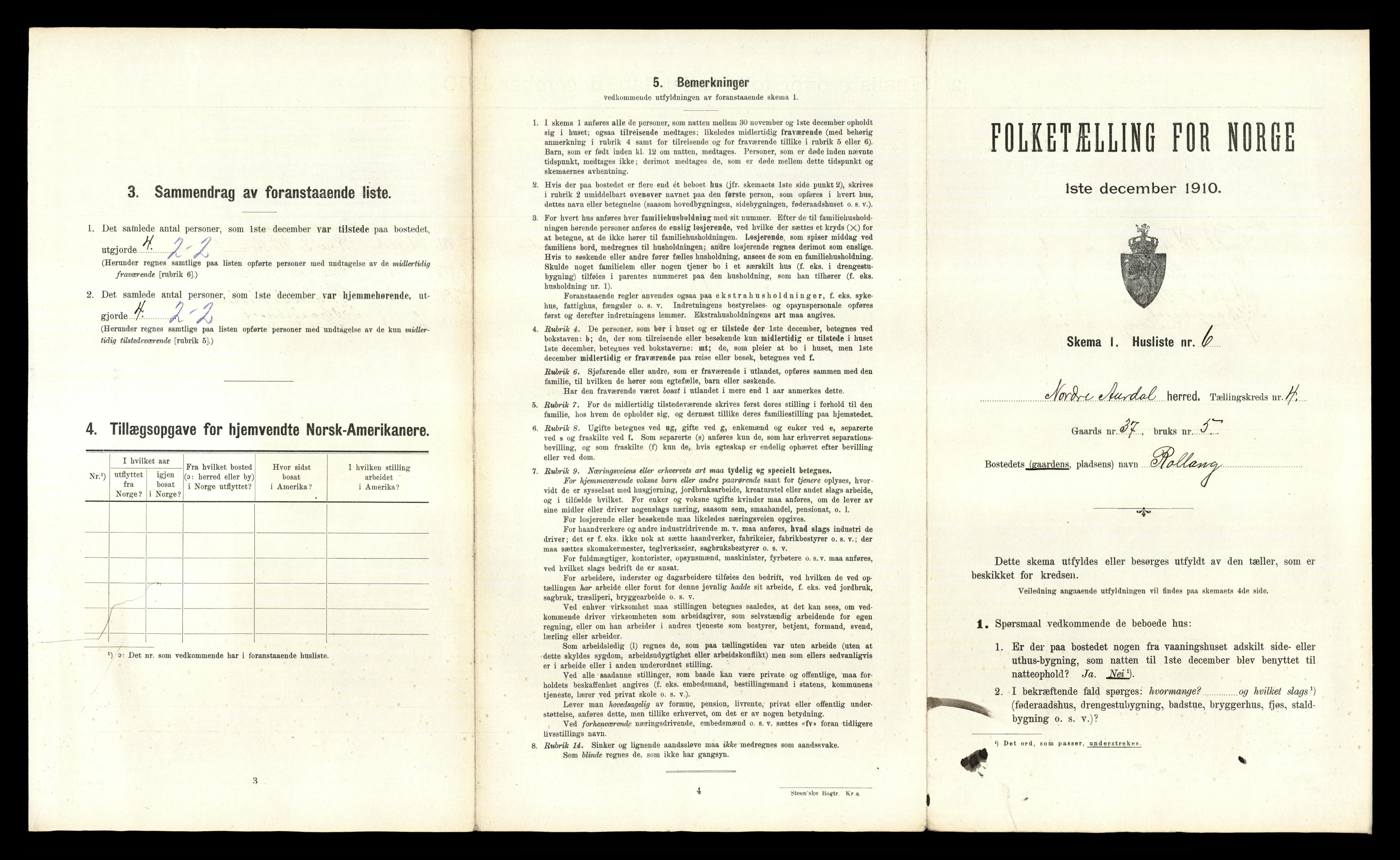 RA, 1910 census for Nord-Aurdal, 1910, p. 603