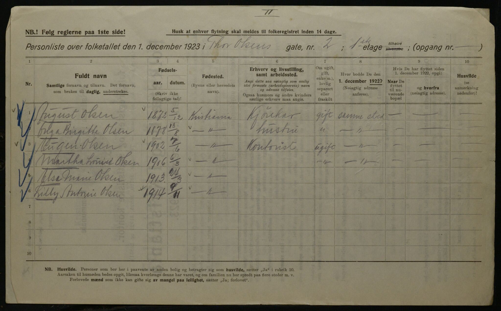 OBA, Municipal Census 1923 for Kristiania, 1923, p. 120983