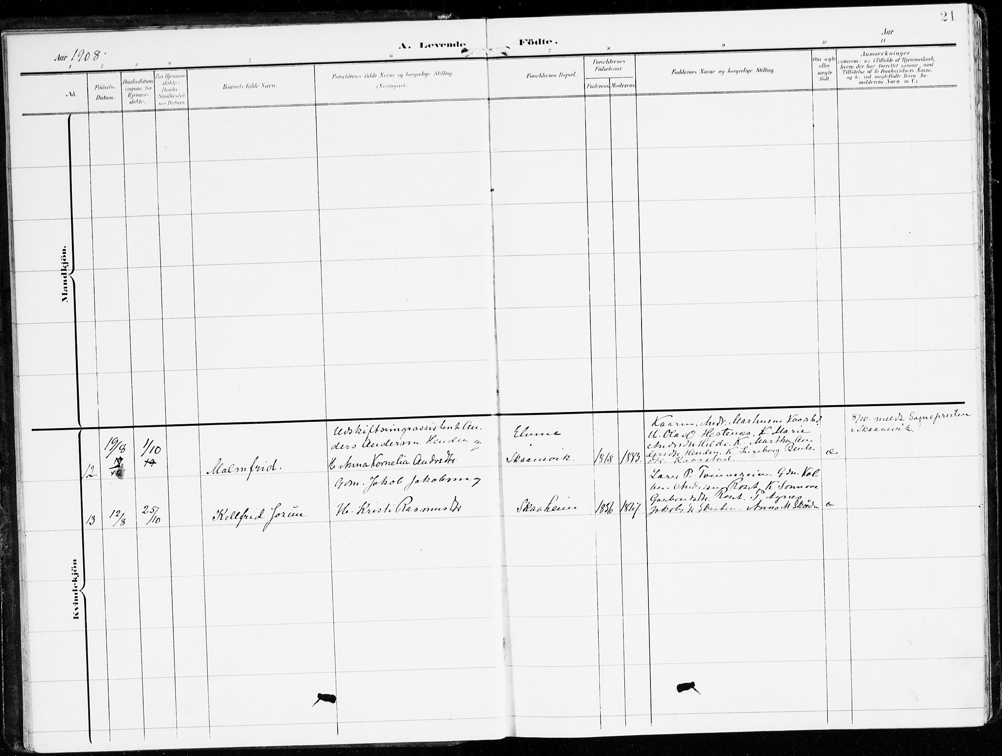 Innvik sokneprestembete, AV/SAB-A-80501: Parish register (official) no. B 2, 1903-1929, p. 21