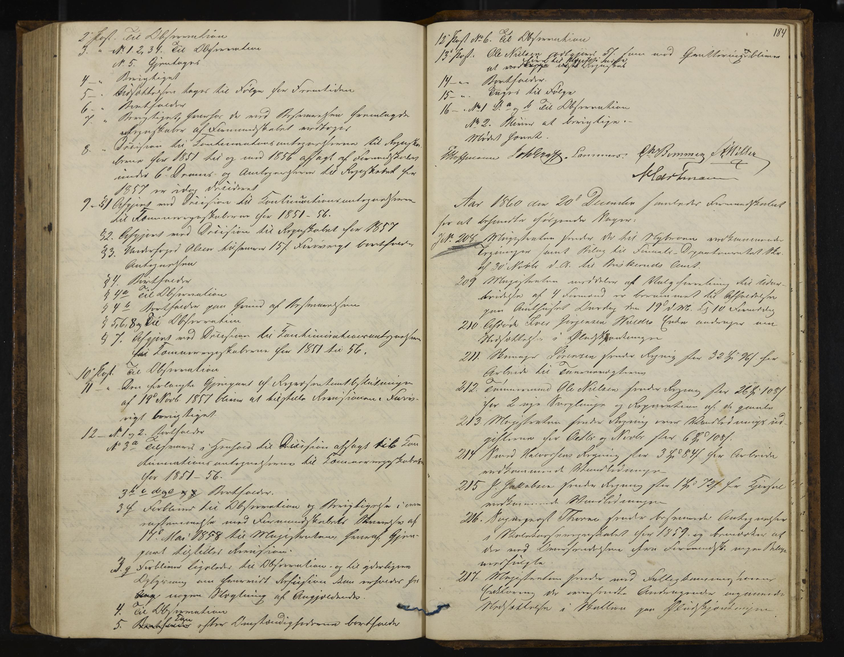 Kongsberg formannskap og sentraladministrasjon, IKAK/0604021-1/A/L0003: Møtebok med register, 1856-1861, p. 184