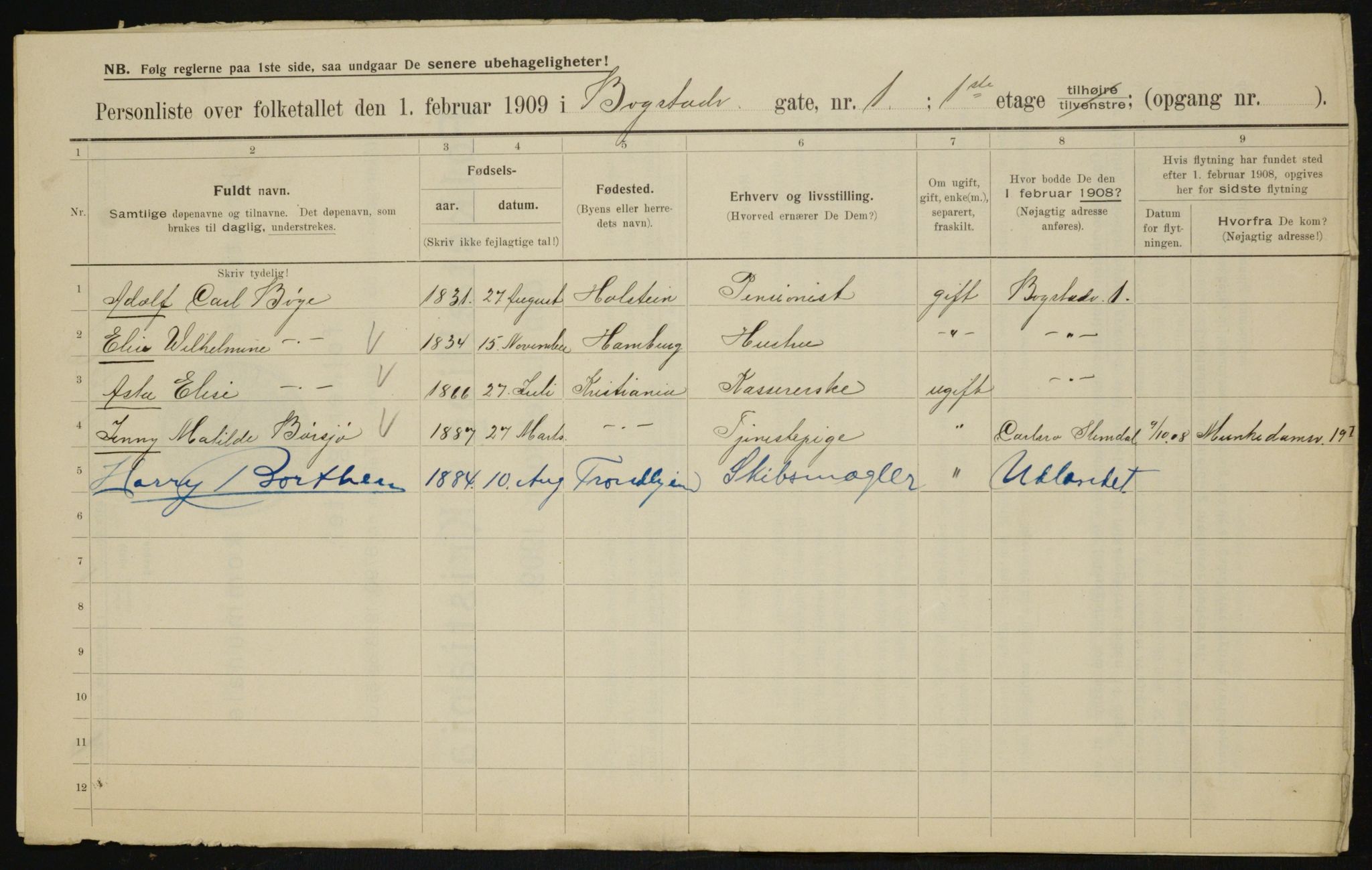 OBA, Municipal Census 1909 for Kristiania, 1909, p. 6339