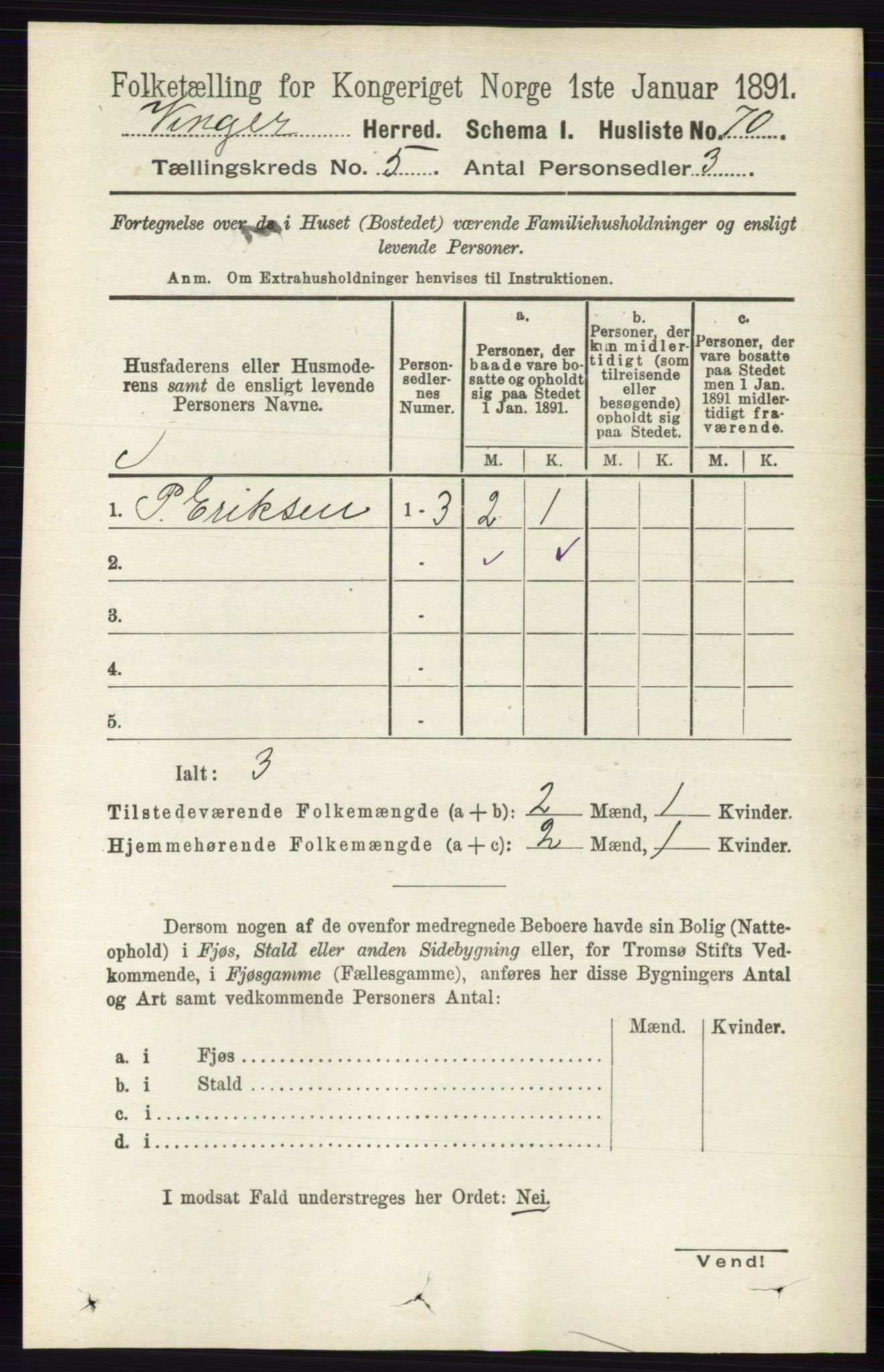 RA, 1891 census for 0421 Vinger, 1891, p. 2037