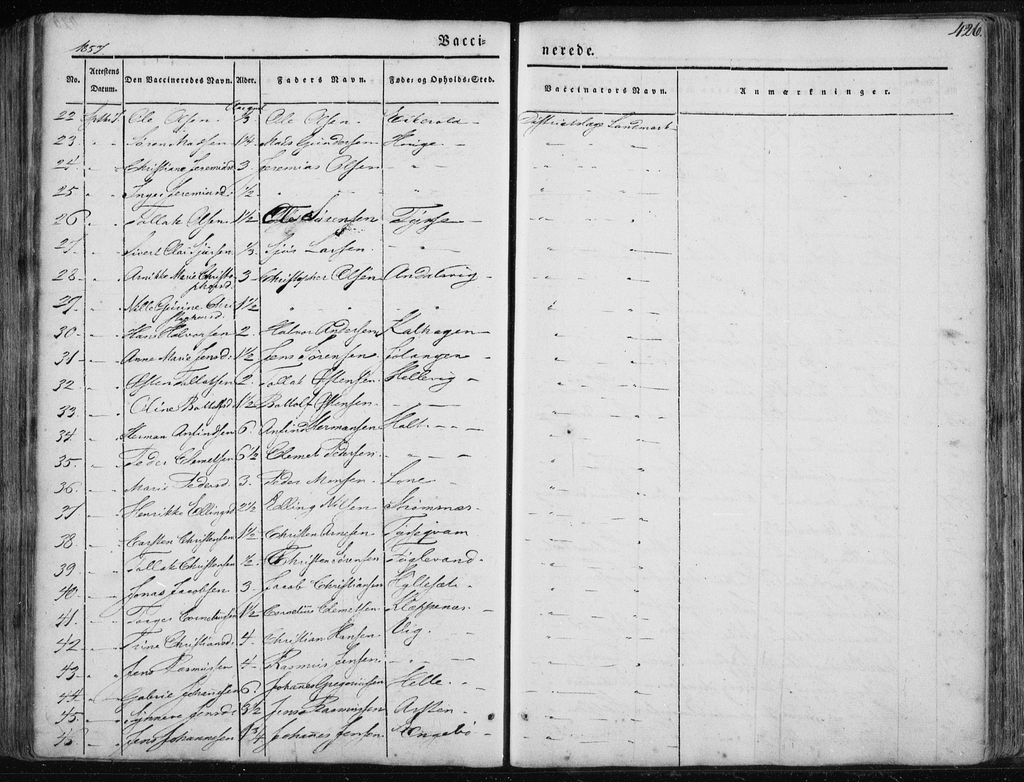 Fjaler sokneprestembete, SAB/A-79801/H/Haa/Haaa/L0006: Parish register (official) no. A 6, 1835-1884, p. 426