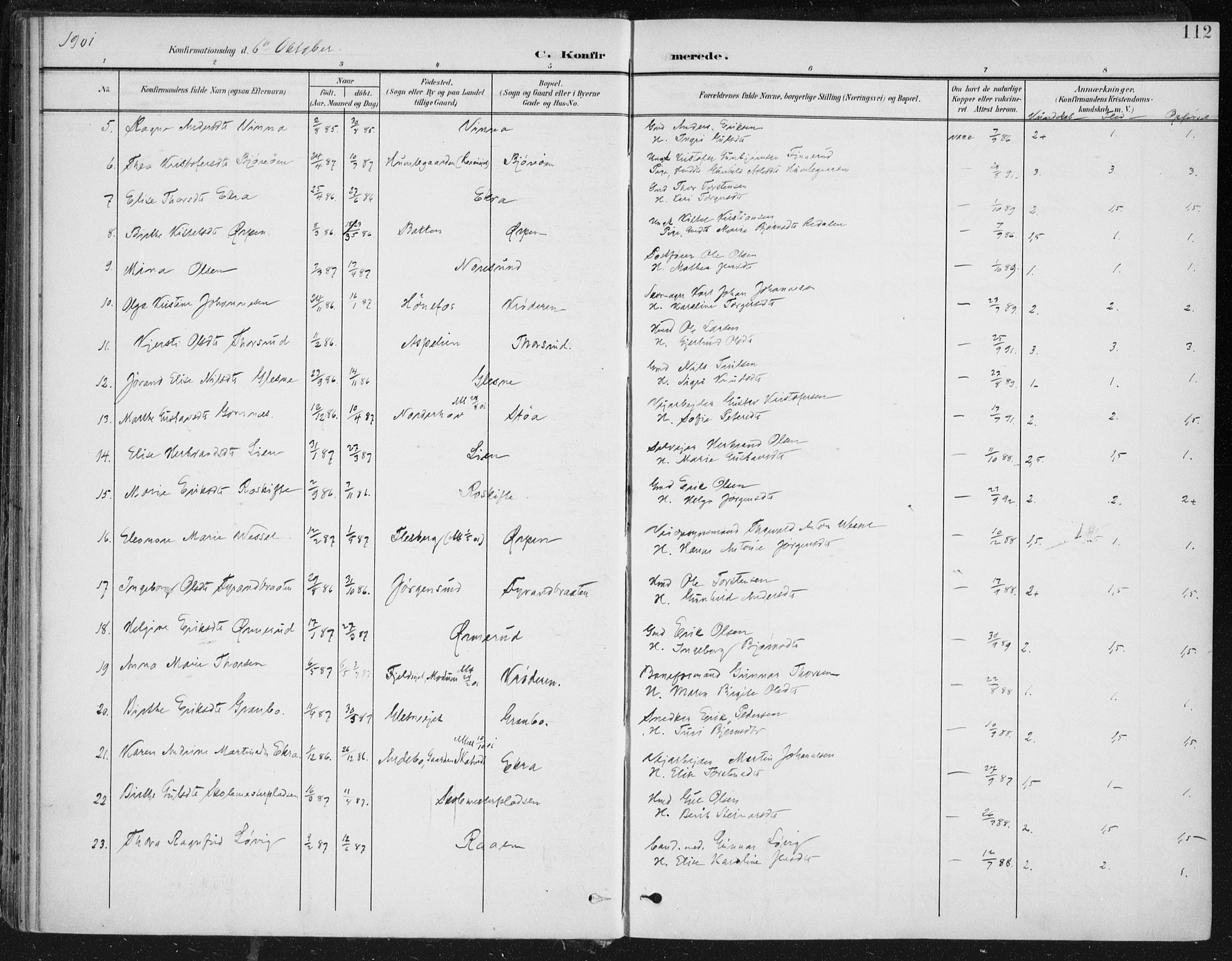 Krødsherad kirkebøker, AV/SAKO-A-19/F/Fa/L0007: Parish register (official) no. 7, 1900-1915, p. 112