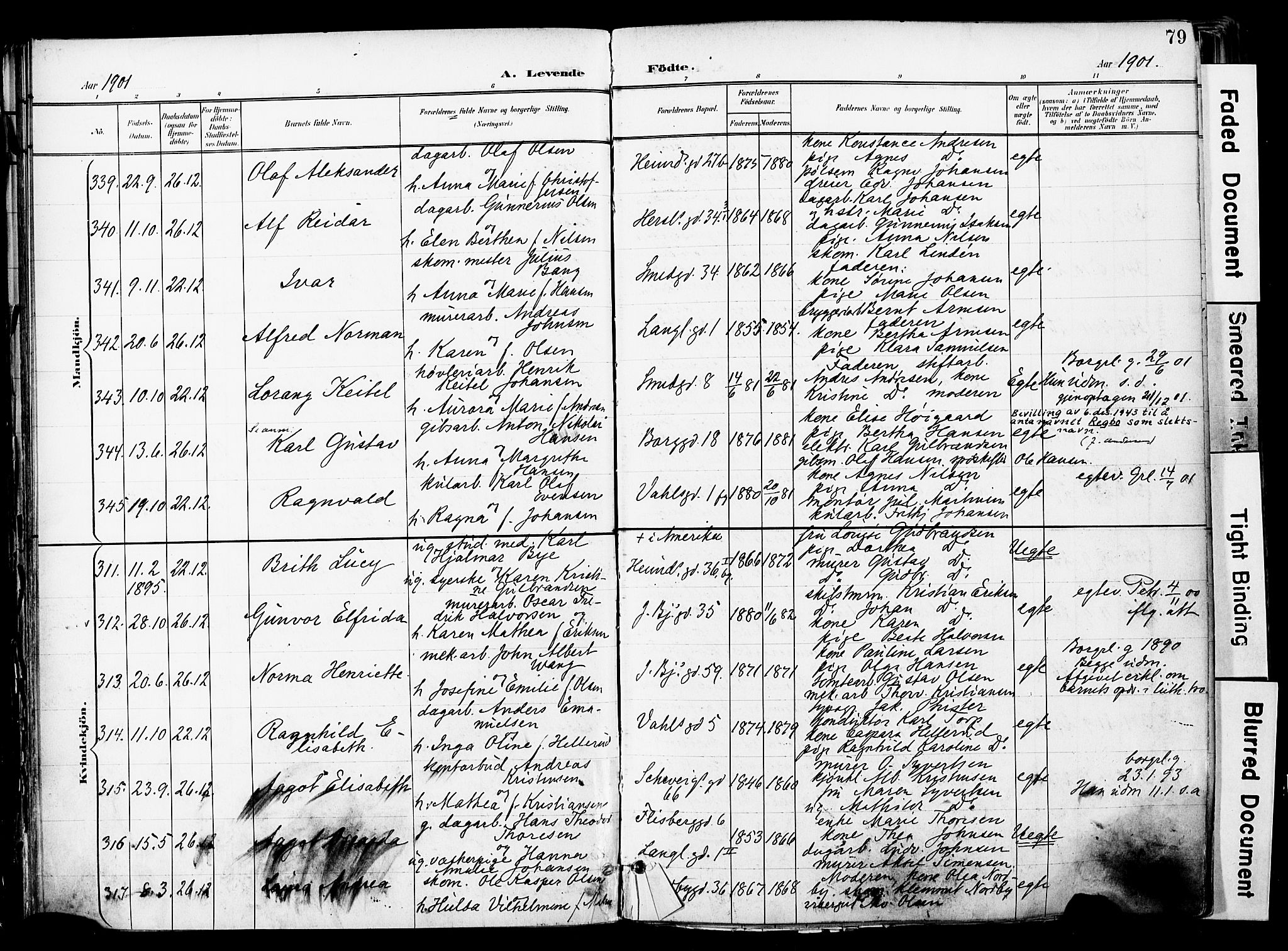 Grønland prestekontor Kirkebøker, AV/SAO-A-10848/F/Fa/L0014: Parish register (official) no. 14, 1900-1911, p. 79
