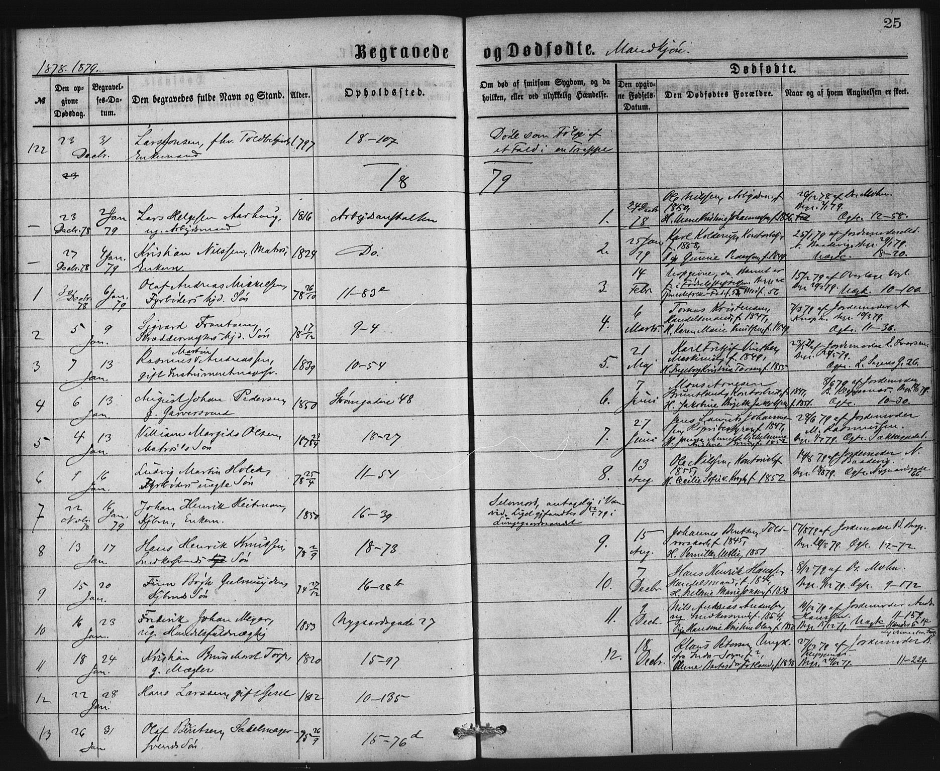 Domkirken sokneprestembete, SAB/A-74801/H/Haa: Parish register (official) no. E 4, 1877-1881, p. 25
