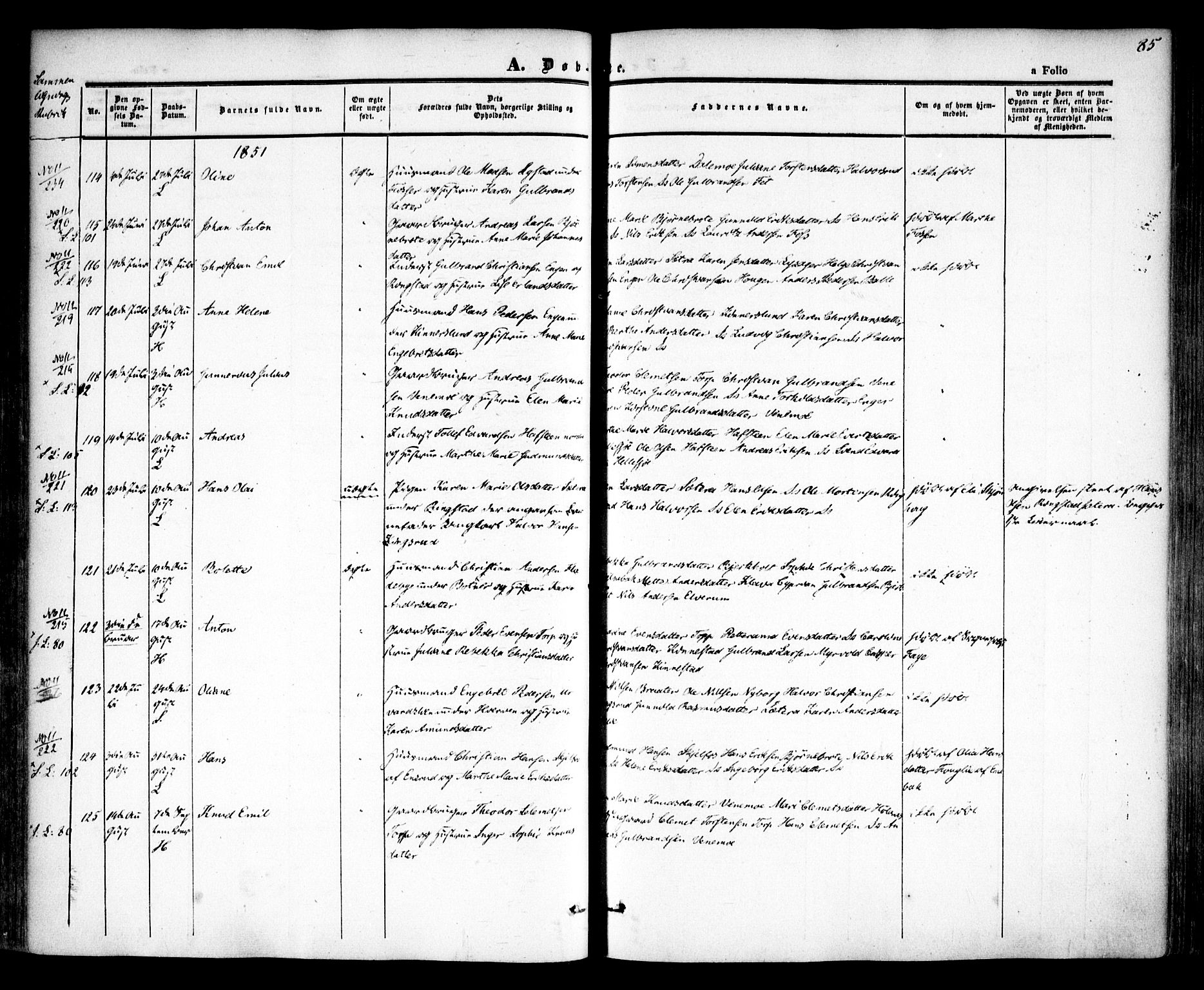 Høland prestekontor Kirkebøker, AV/SAO-A-10346a/F/Fa/L0009: Parish register (official) no. I 9, 1846-1853, p. 85