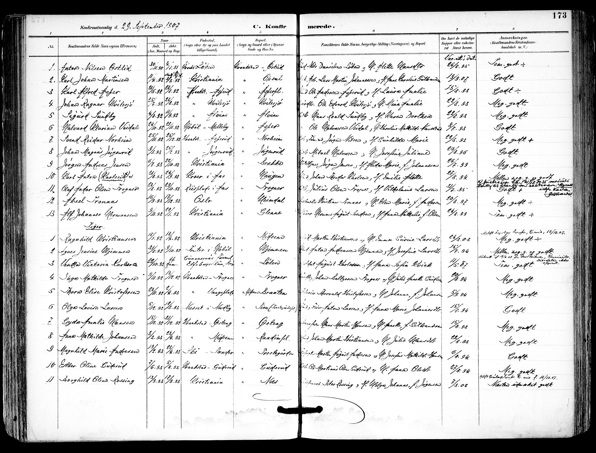 Kråkstad prestekontor Kirkebøker, SAO/A-10125a/F/Fa/L0010: Parish register (official) no. I 10, 1893-1931, p. 173