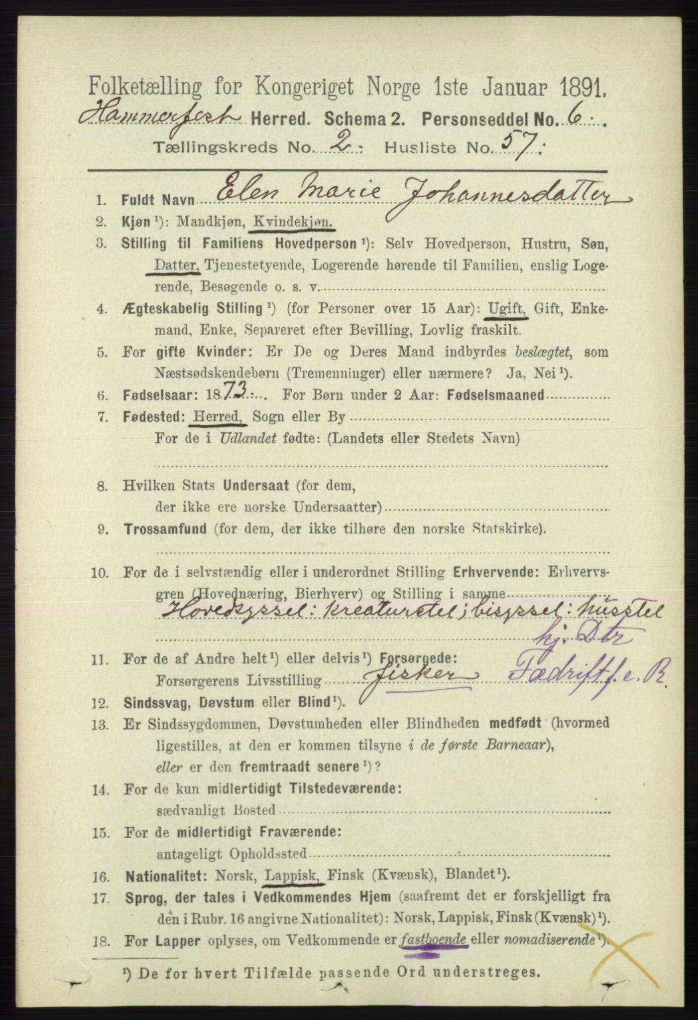 RA, 1891 census for 2016 Hammerfest, 1891, p. 983