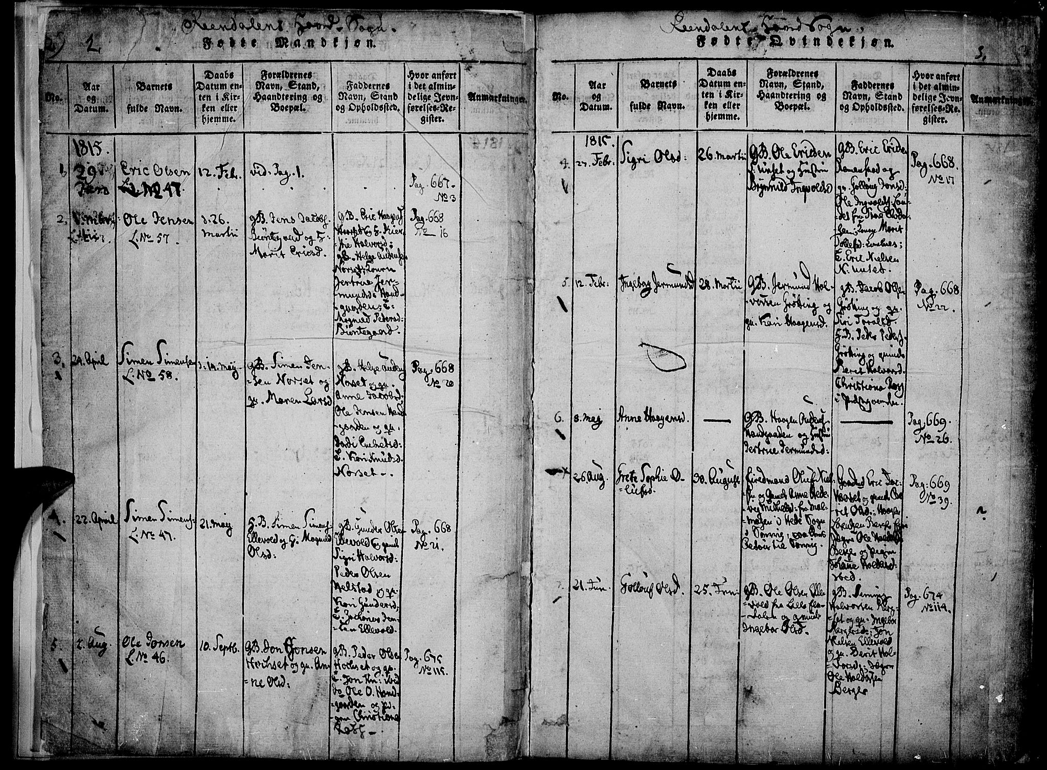 Rendalen prestekontor, SAH/PREST-054/H/Ha/Haa/L0003: Parish register (official) no. 3, 1815-1829, p. 2-3