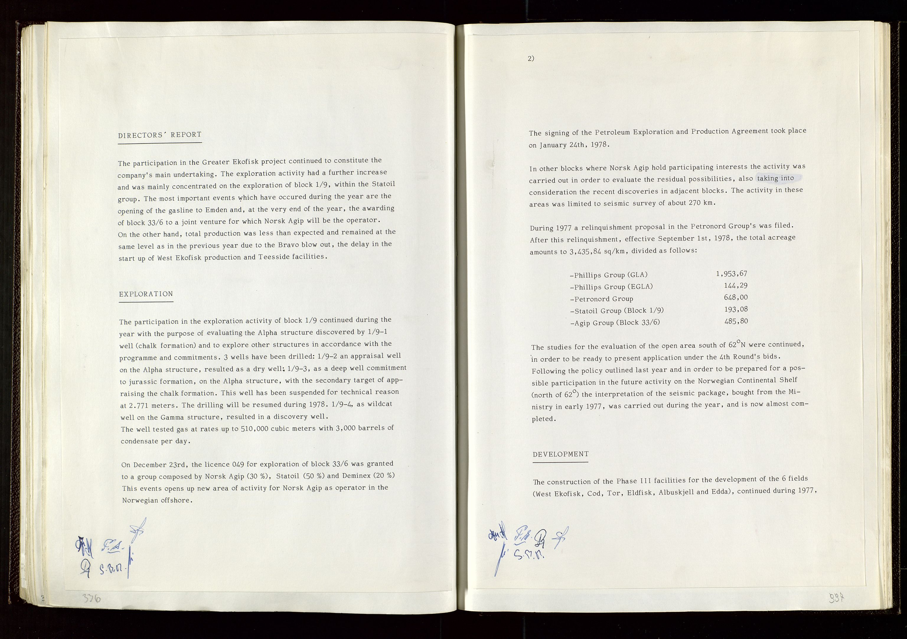 Pa 1583 - Norsk Agip AS, AV/SAST-A-102138/A/Aa/L0002: General assembly and Board of Directors meeting minutes, 1972-1979, p. 336-337