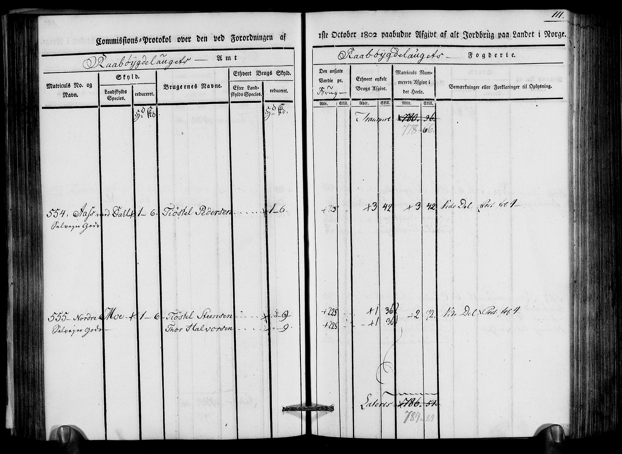 Rentekammeret inntil 1814, Realistisk ordnet avdeling, AV/RA-EA-4070/N/Ne/Nea/L0083: Råbyggelag fogderi. Kommisjonsprotokoll for Østre Råbyggelagets sorenskriveri, 1803, p. 113