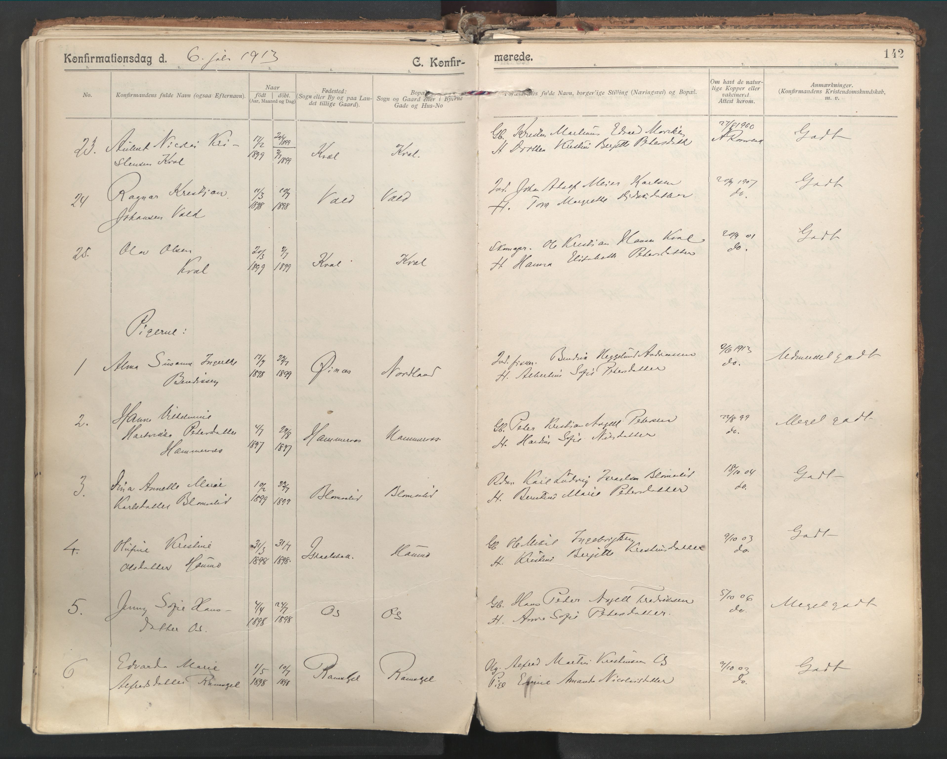 Ministerialprotokoller, klokkerbøker og fødselsregistre - Nordland, SAT/A-1459/846/L0647: Parish register (official) no. 846A05, 1902-1915, p. 142