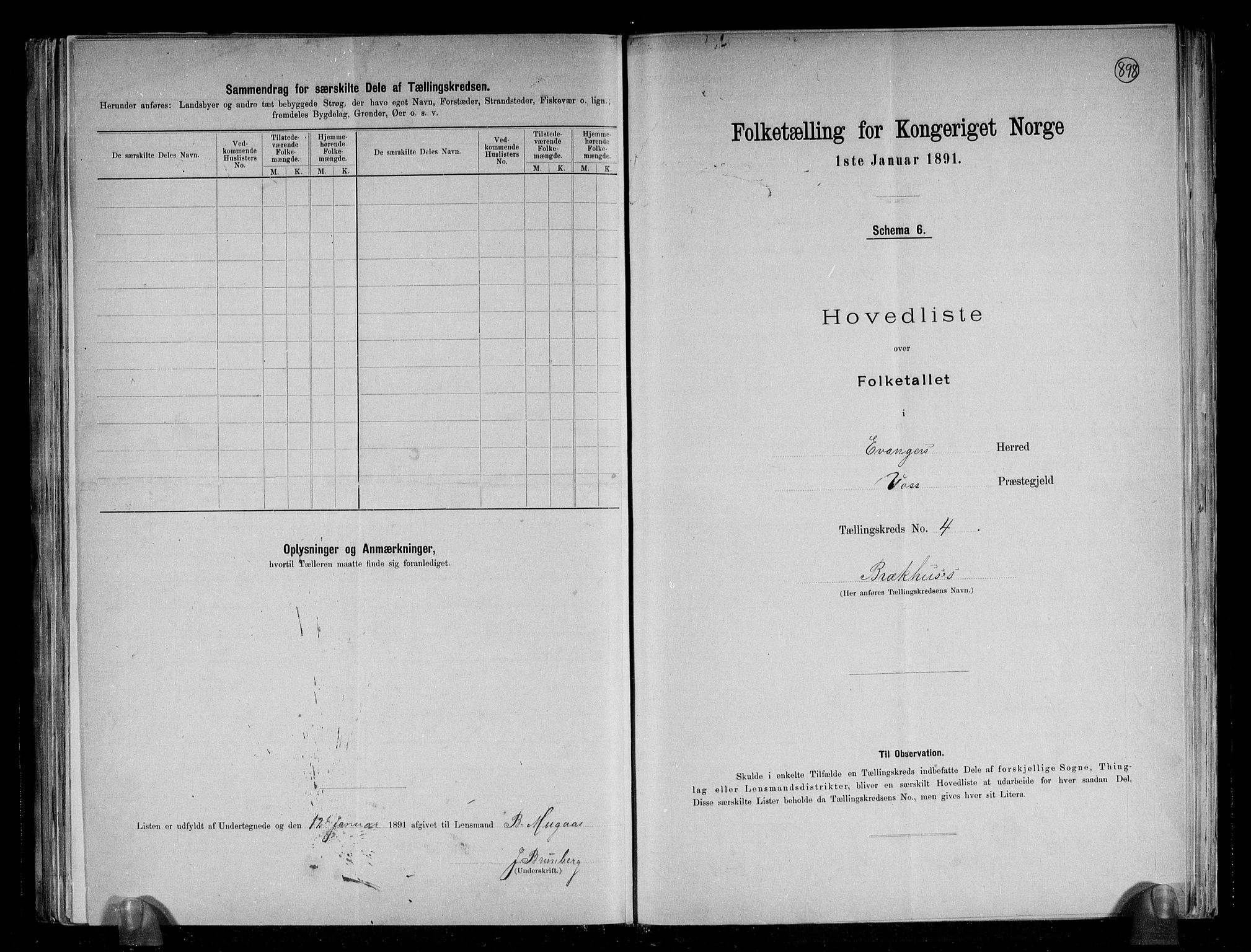 RA, 1891 census for 1237 Evanger, 1891, p. 11