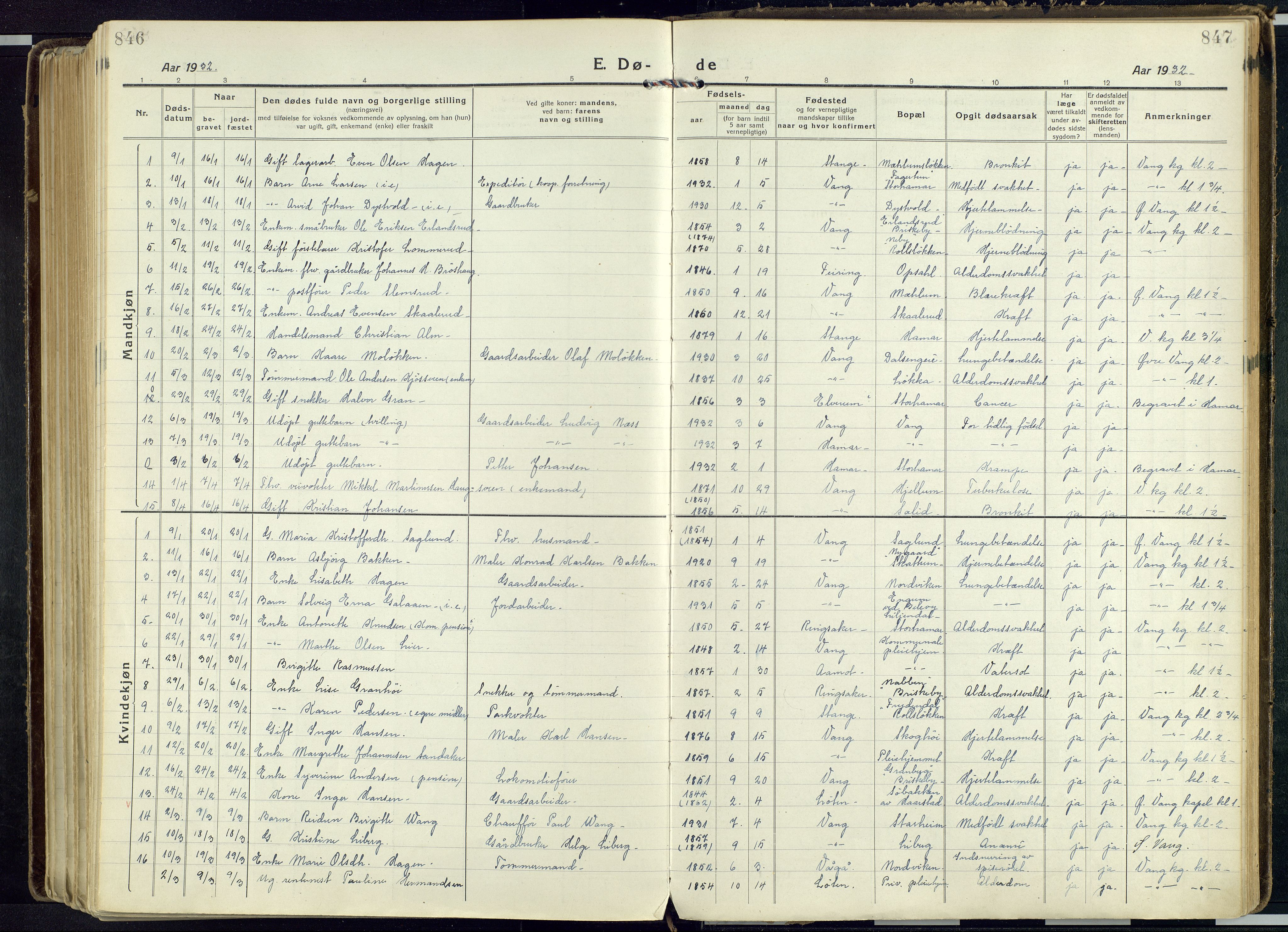 Vang prestekontor, Hedmark, SAH/PREST-008/H/Ha/Haa/L0022: Parish register (official) no. 22, 1918-1944, p. 846-847