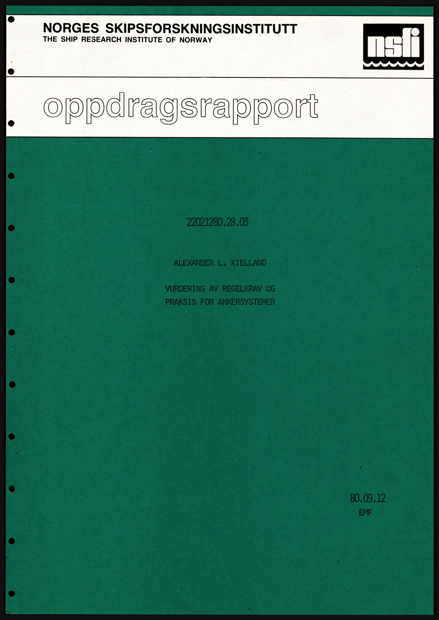 Justisdepartementet, Granskningskommisjonen ved Alexander Kielland-ulykken 27.3.1980, AV/RA-S-1165/D/L0021: V Forankring (Doku.liste + V1-V3 av 3)/W Materialundersøkelser (Doku.liste + W1-W10 av 10 - W9 eske 26), 1980-1981, p. 46