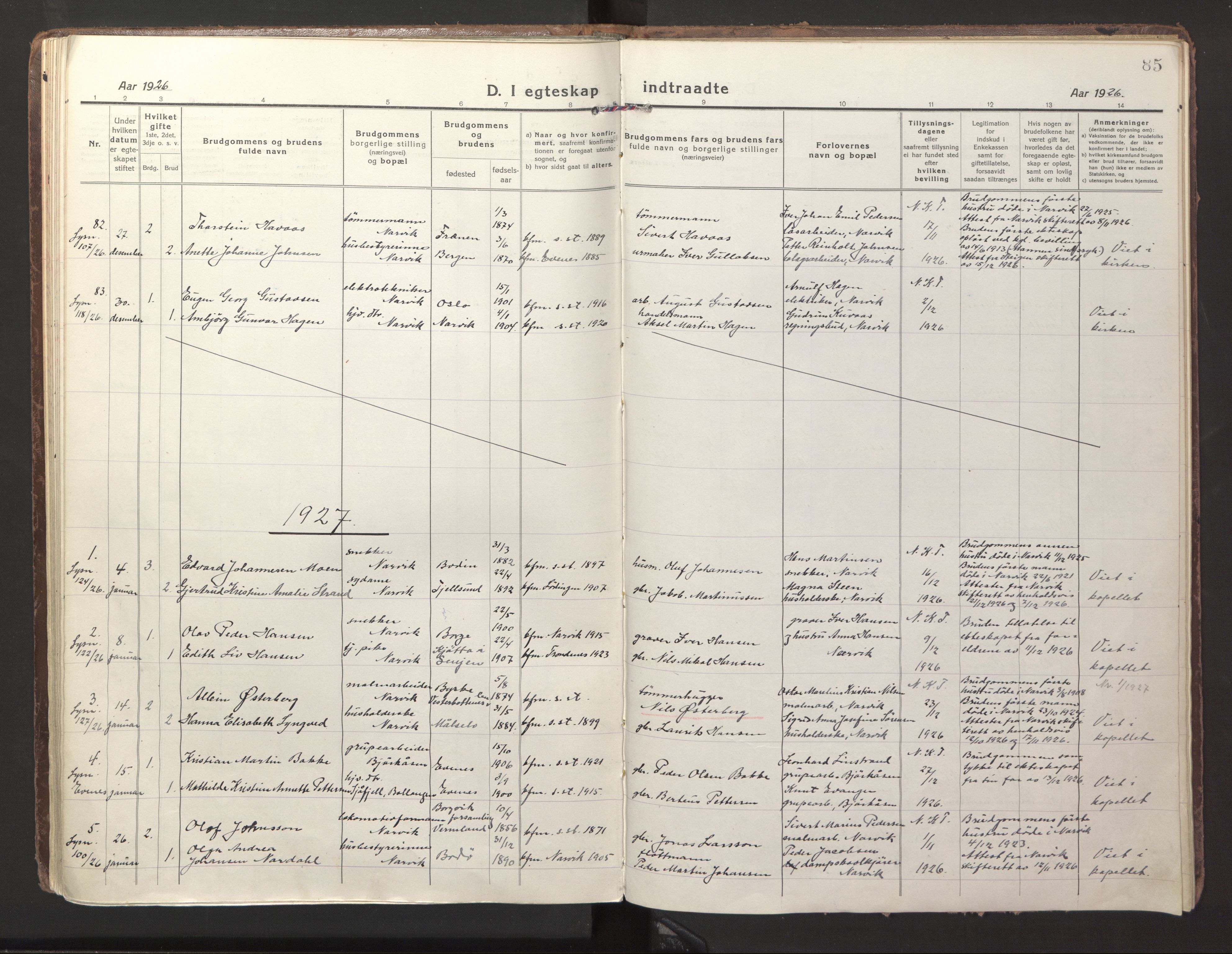 Ministerialprotokoller, klokkerbøker og fødselsregistre - Nordland, SAT/A-1459/871/L1002: Parish register (official) no. 871A18, 1917-1926, p. 85