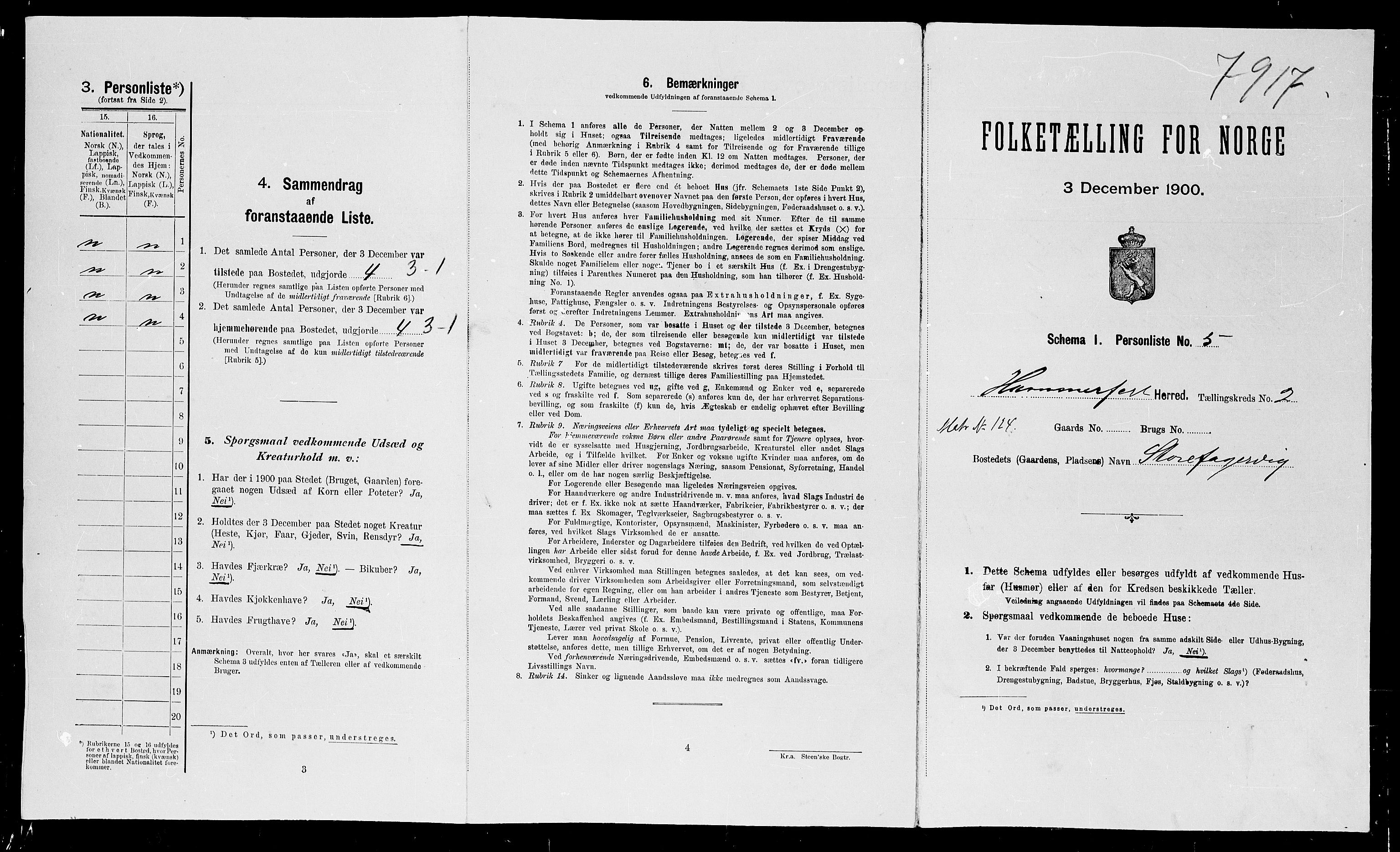 SATØ, 1900 census for Hammerfest, 1900, p. 130