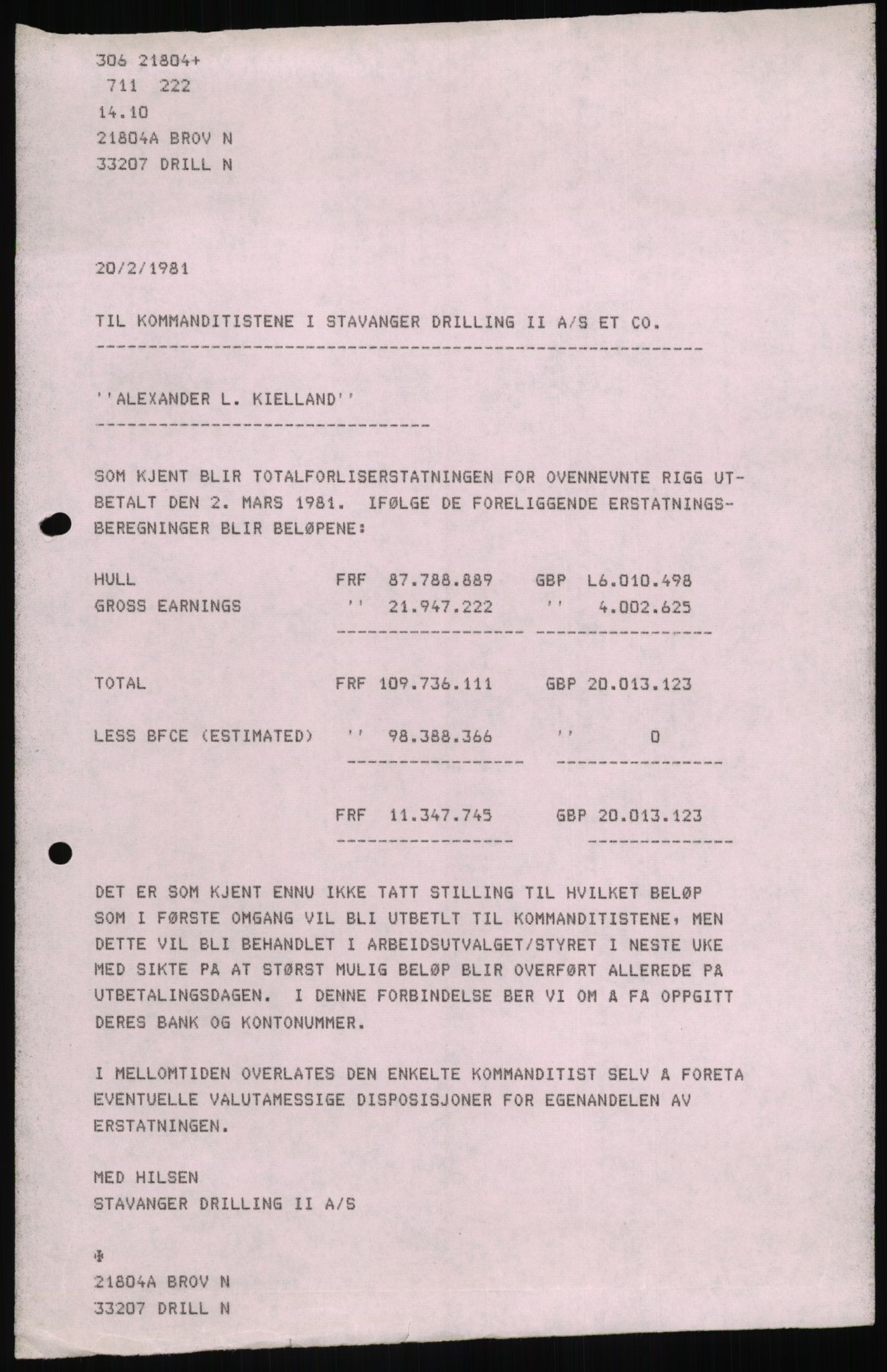 Pa 1503 - Stavanger Drilling AS, AV/SAST-A-101906/D/L0006: Korrespondanse og saksdokumenter, 1974-1984, p. 142