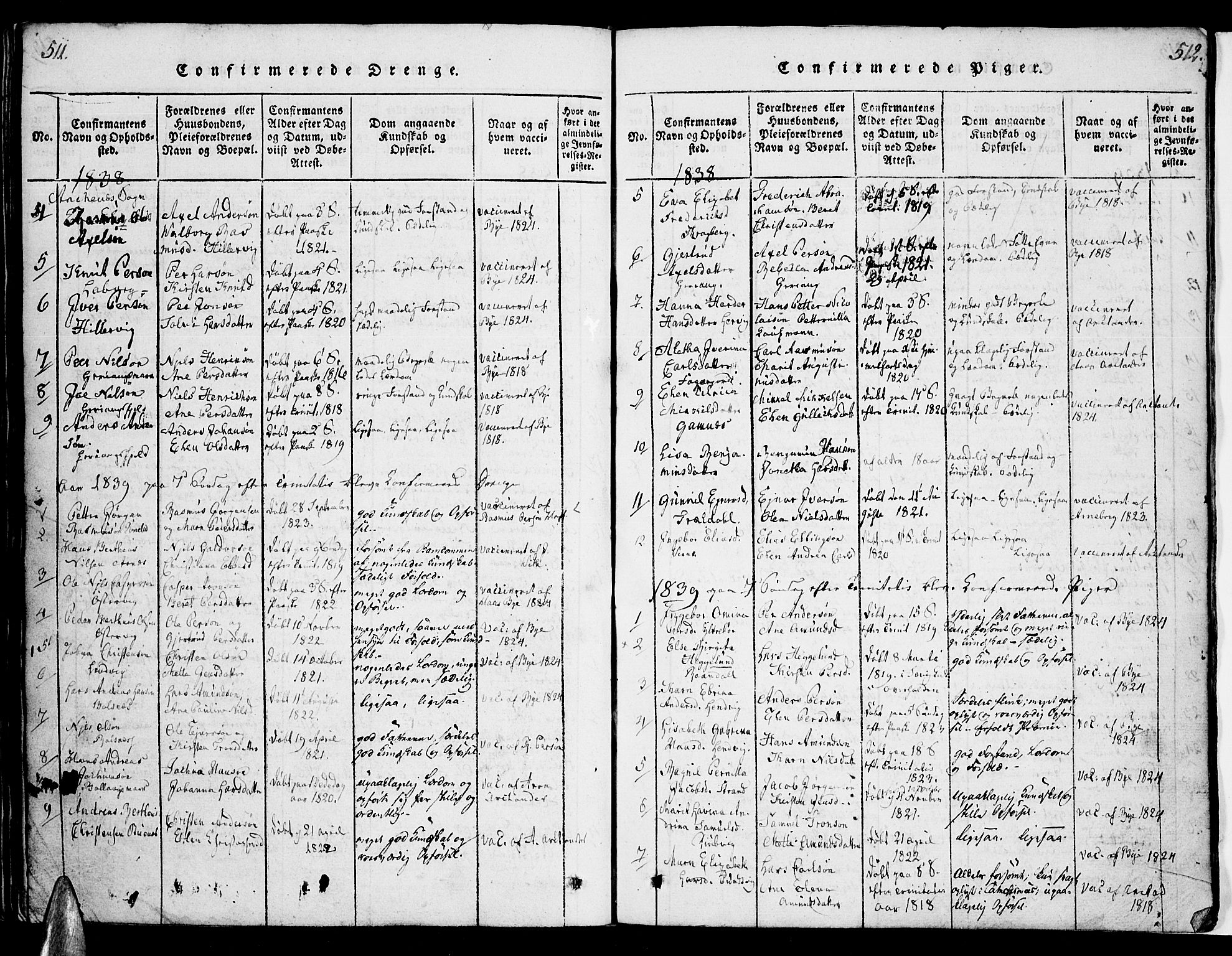 Ministerialprotokoller, klokkerbøker og fødselsregistre - Nordland, AV/SAT-A-1459/863/L0894: Parish register (official) no. 863A06, 1821-1851, p. 511-512