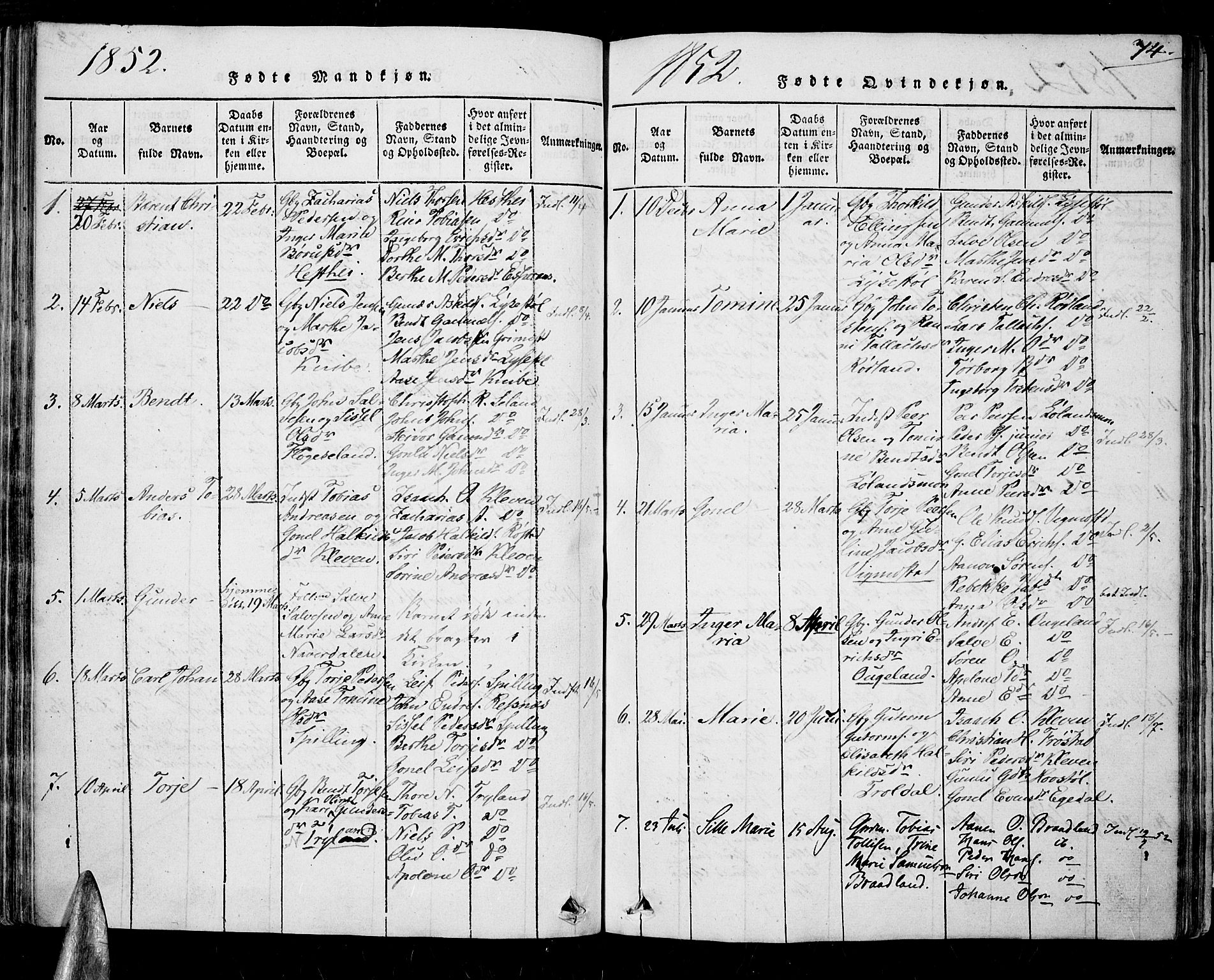 Nord-Audnedal sokneprestkontor, AV/SAK-1111-0032/F/Fa/Fab/L0001: Parish register (official) no. A 1, 1816-1858, p. 74