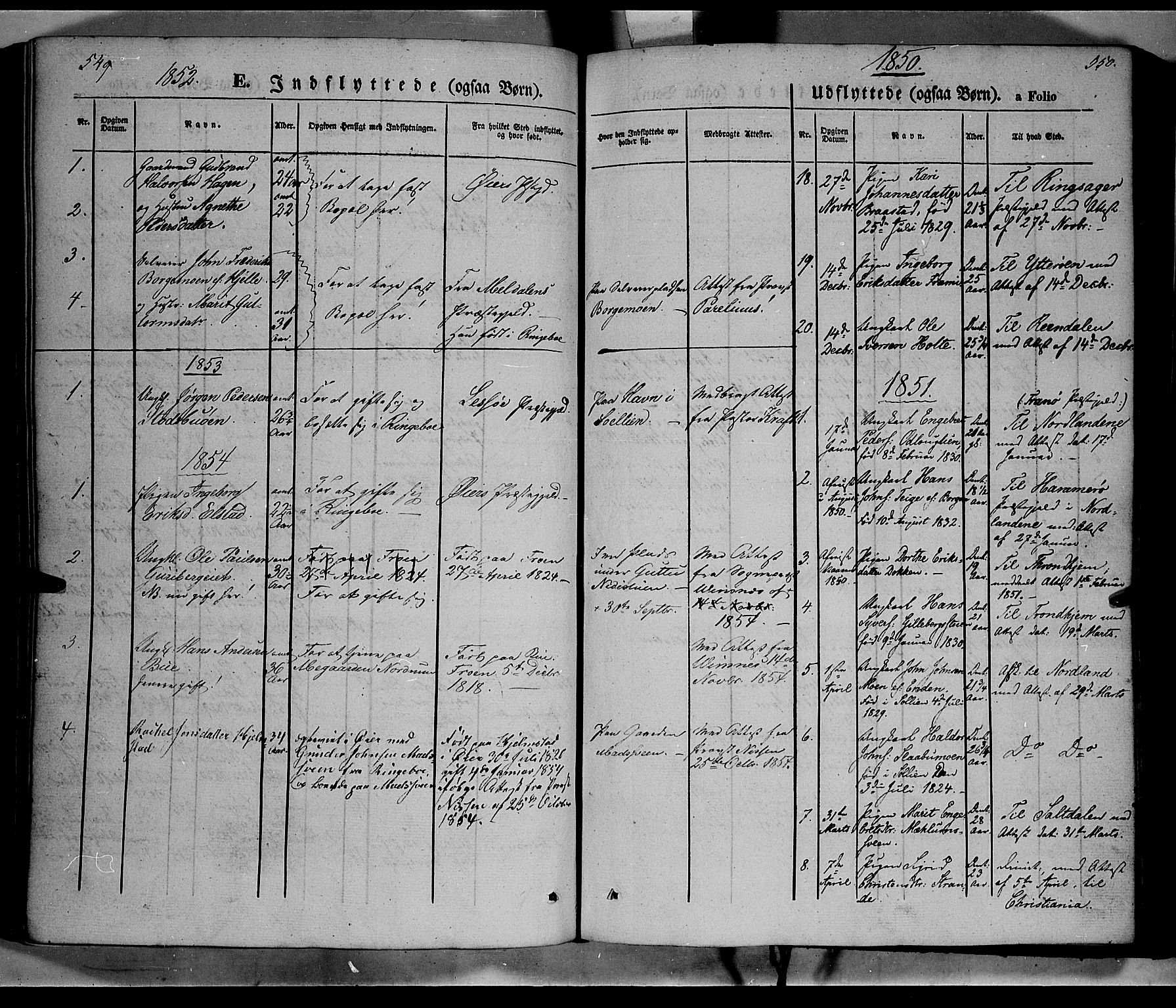 Ringebu prestekontor, SAH/PREST-082/H/Ha/Haa/L0006: Parish register (official) no. 6, 1848-1859, p. 549-550