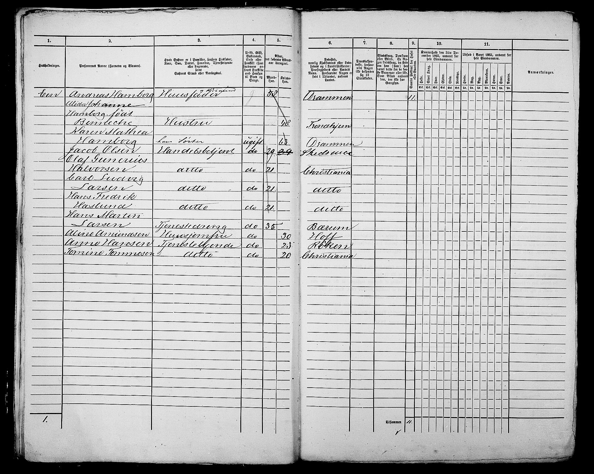 RA, 1865 census for Kristiania, 1865, p. 588