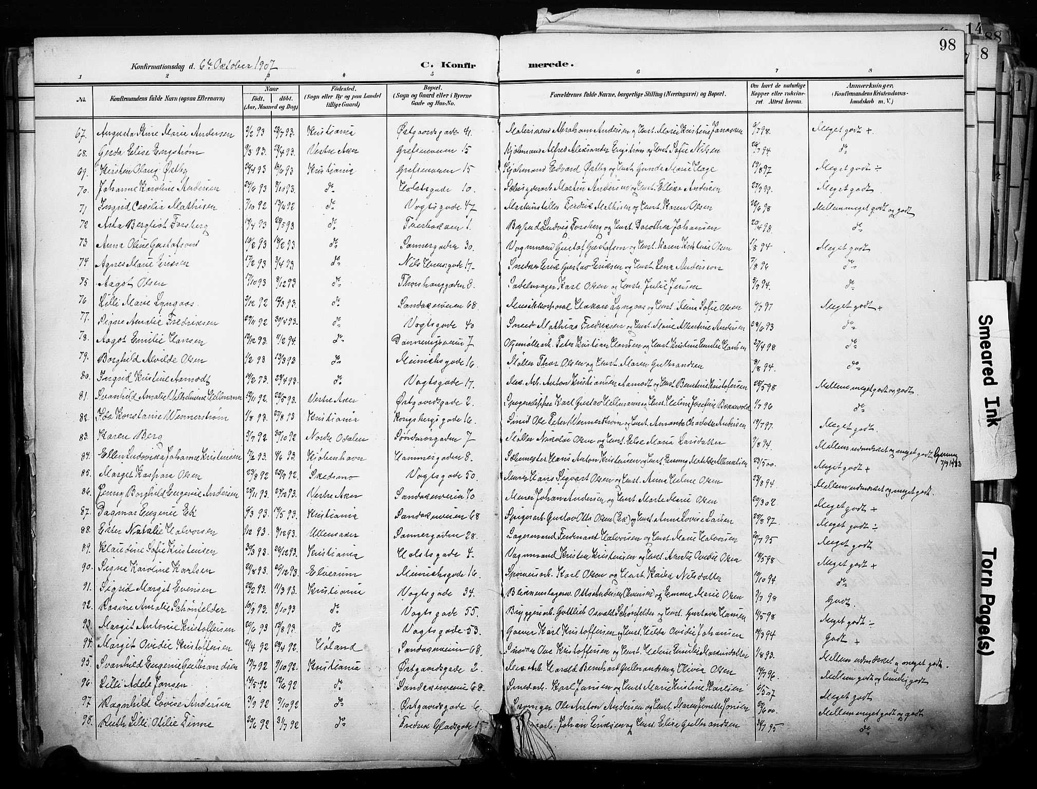 Sagene prestekontor Kirkebøker, SAO/A-10796/F/L0005: Parish register (official) no. 5, 1898-1911, p. 98