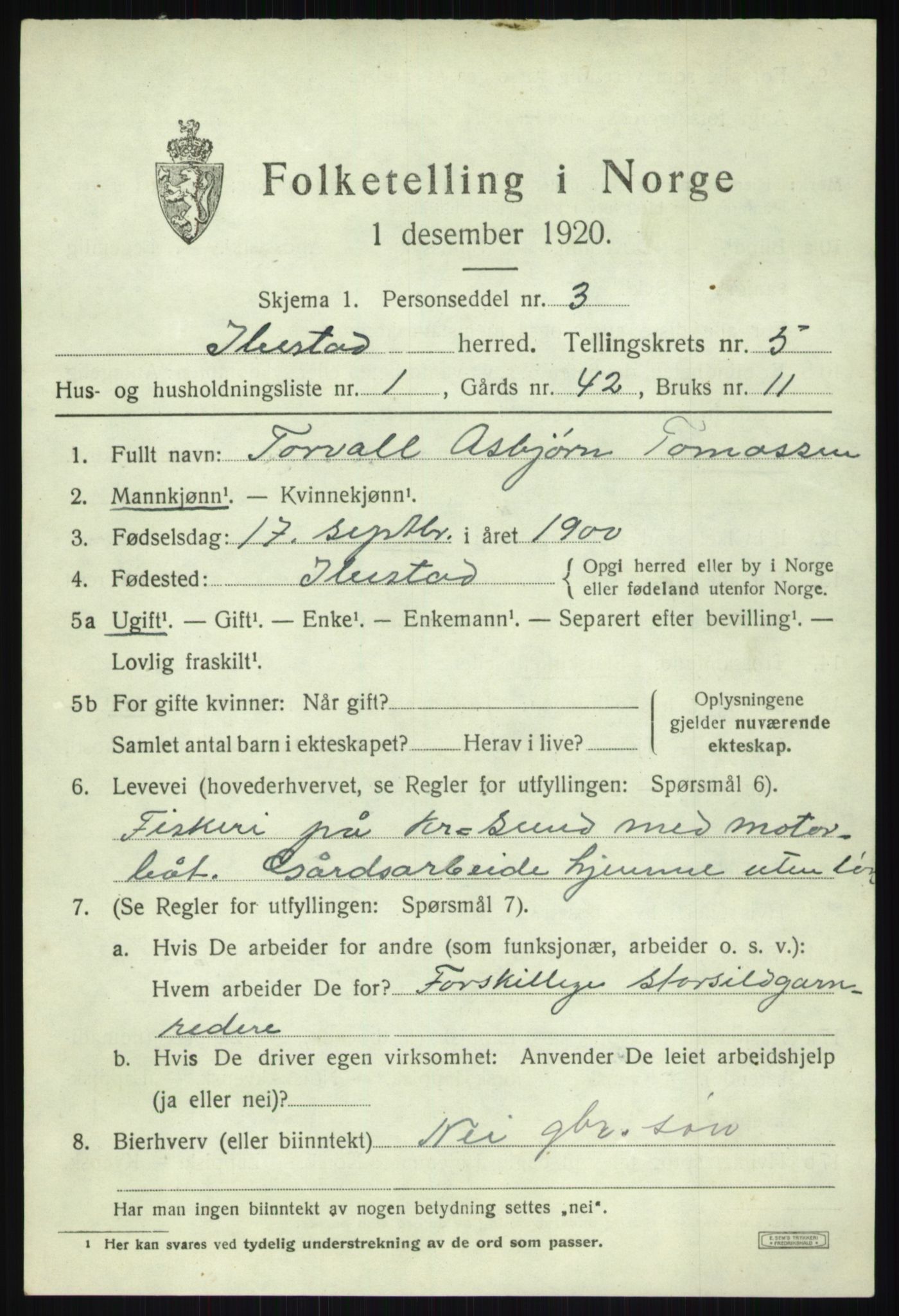 SATØ, 1920 census for Ibestad, 1920, p. 3502