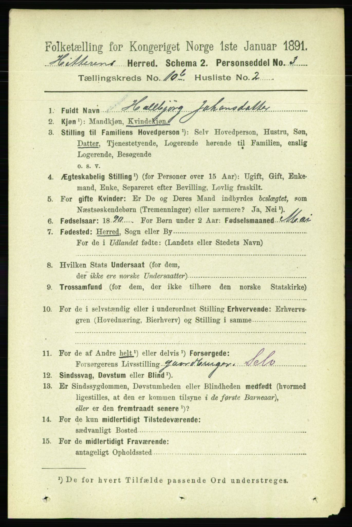 RA, 1891 census for 1617 Hitra, 1891, p. 2327