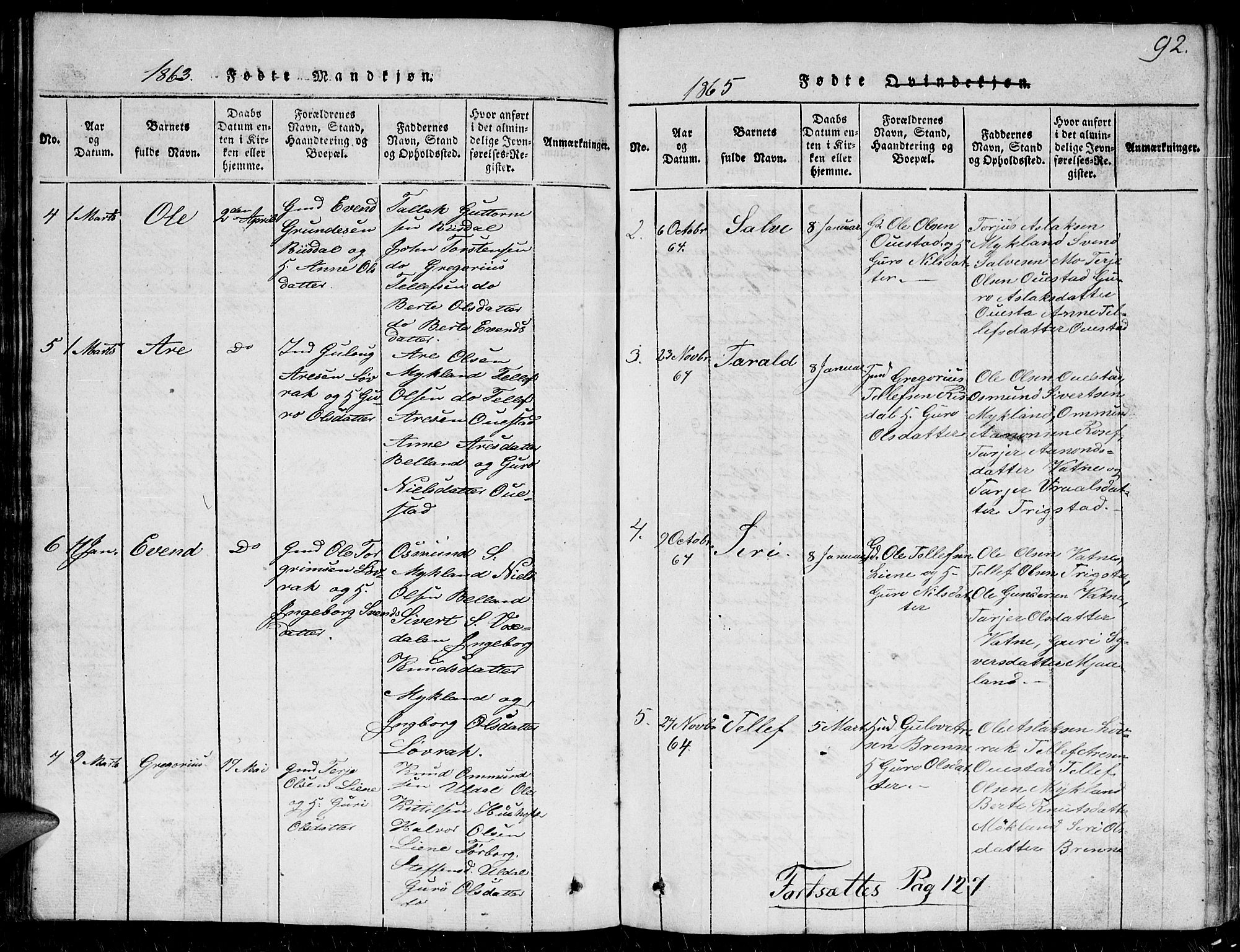 Herefoss sokneprestkontor, AV/SAK-1111-0019/F/Fb/Fbc/L0001: Parish register (copy) no. B 1, 1816-1866, p. 92