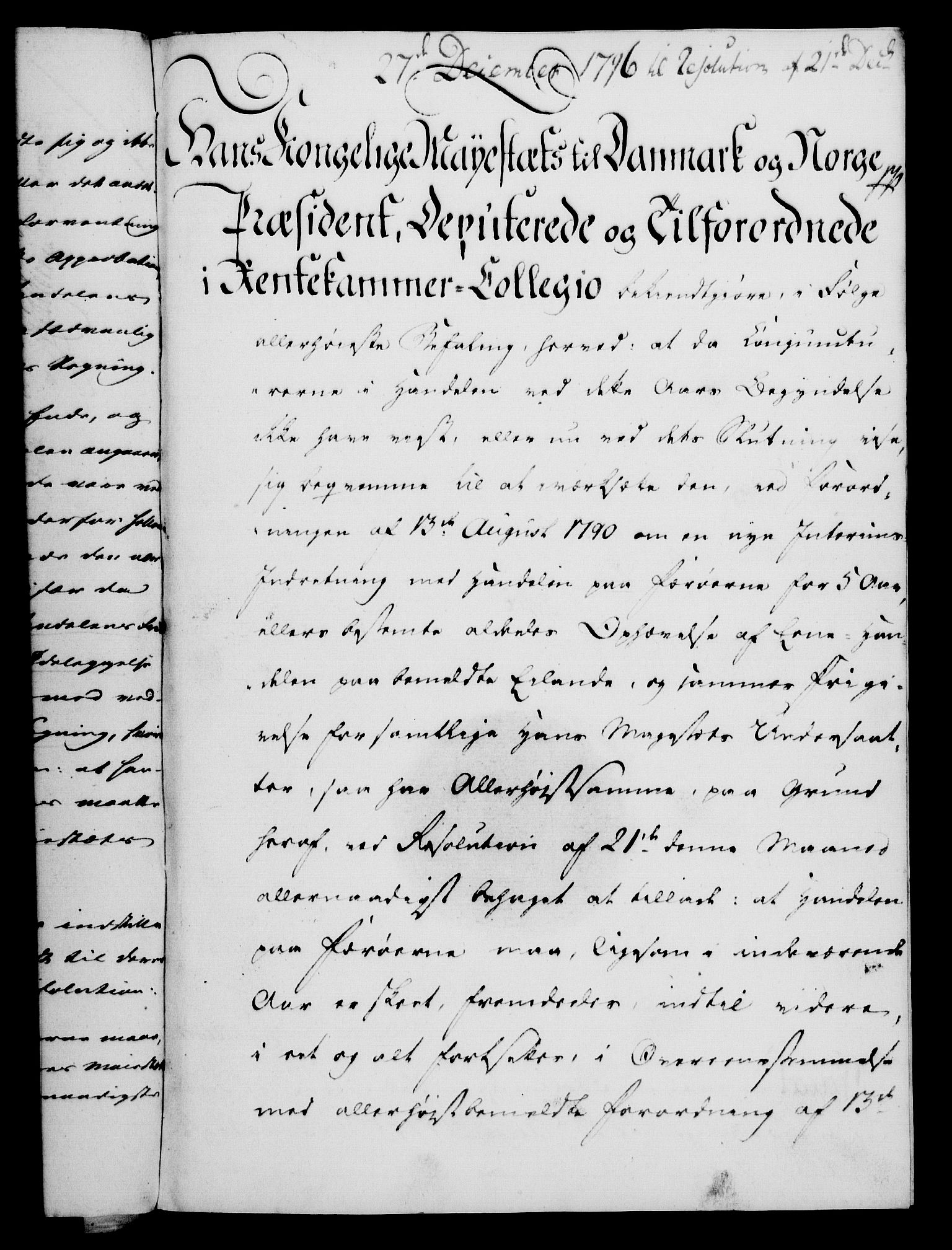 Rentekammeret, Kammerkanselliet, AV/RA-EA-3111/G/Gf/Gfa/L0078: Norsk relasjons- og resolusjonsprotokoll (merket RK 52.78), 1796, p. 521