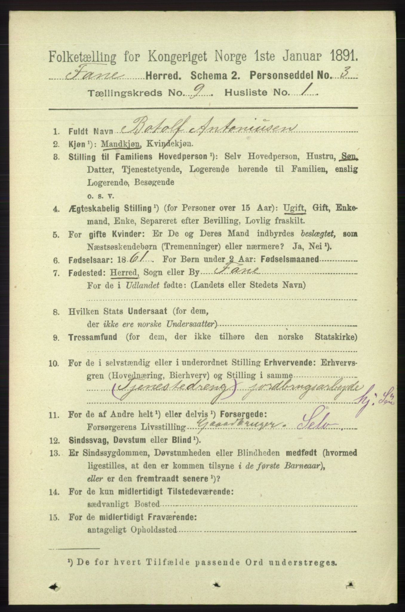 RA, 1891 census for 1249 Fana, 1891, p. 4826