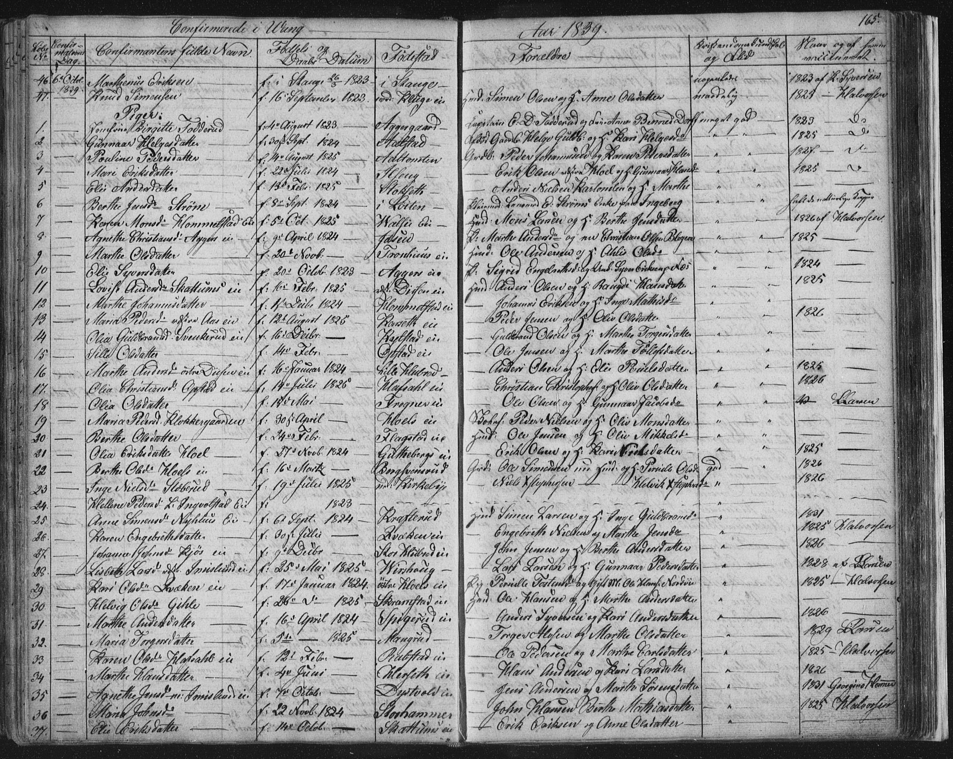 Vang prestekontor, Hedmark, SAH/PREST-008/H/Ha/Hab/L0008: Parish register (copy) no. 8, 1832-1854, p. 165