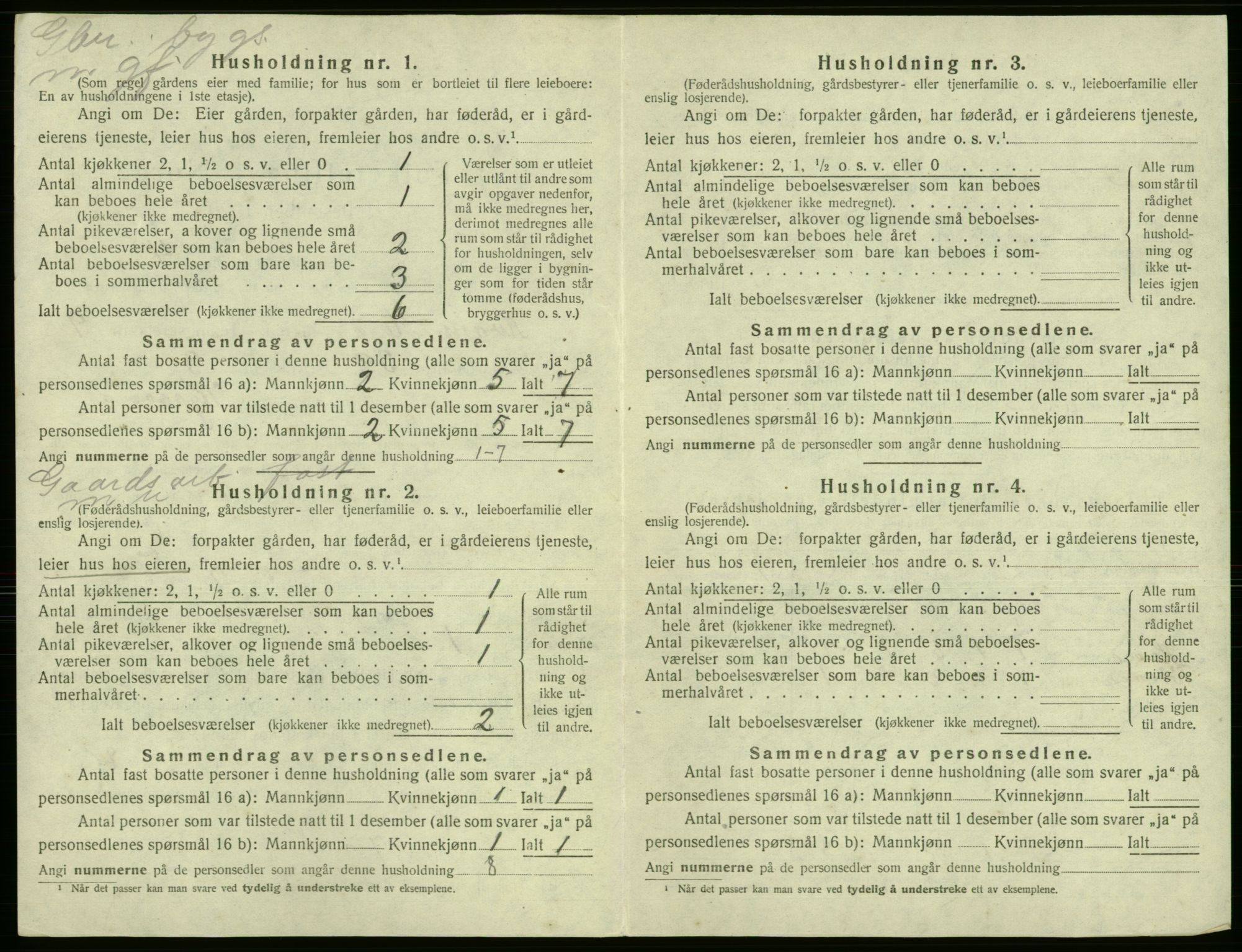 SAB, 1920 census for Kvam, 1920, p. 745